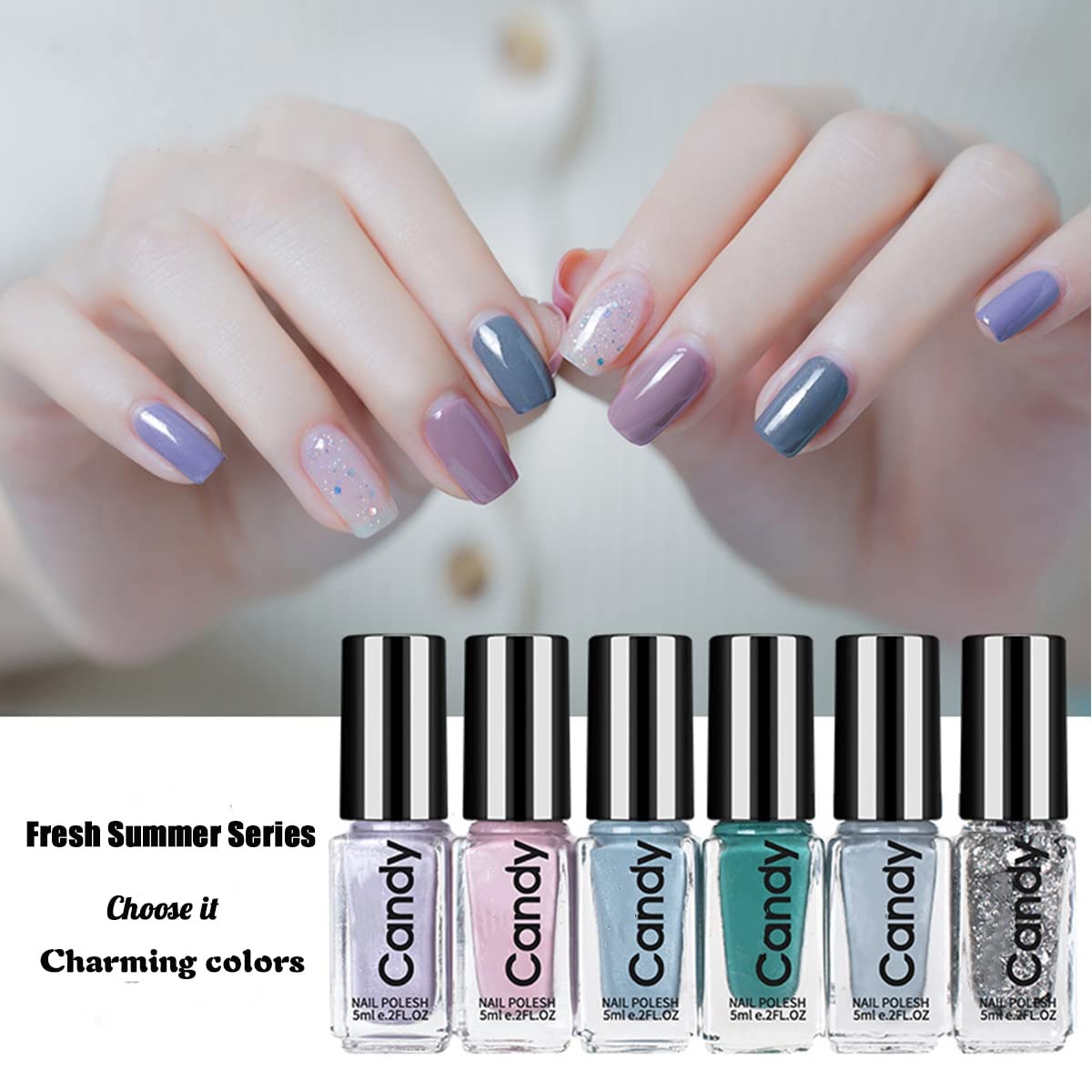 Tophany 6 Bottles Nail Polish Set, Quick Dry Long Lasting And Not Easy To Peel Off Nail Polish Nail Art Decoration For Women And