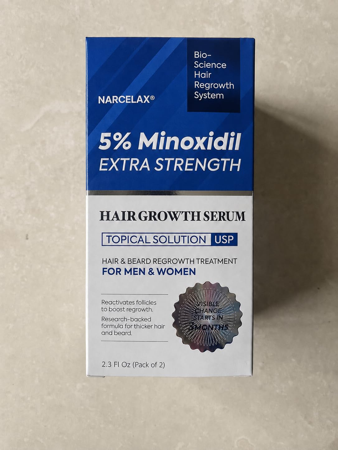 5% Minoxidil Hair Growth for Men and Women: Extra Strength Minoxidil Beard Regrowth Treatment Serum with Biotin for Thinning Hai