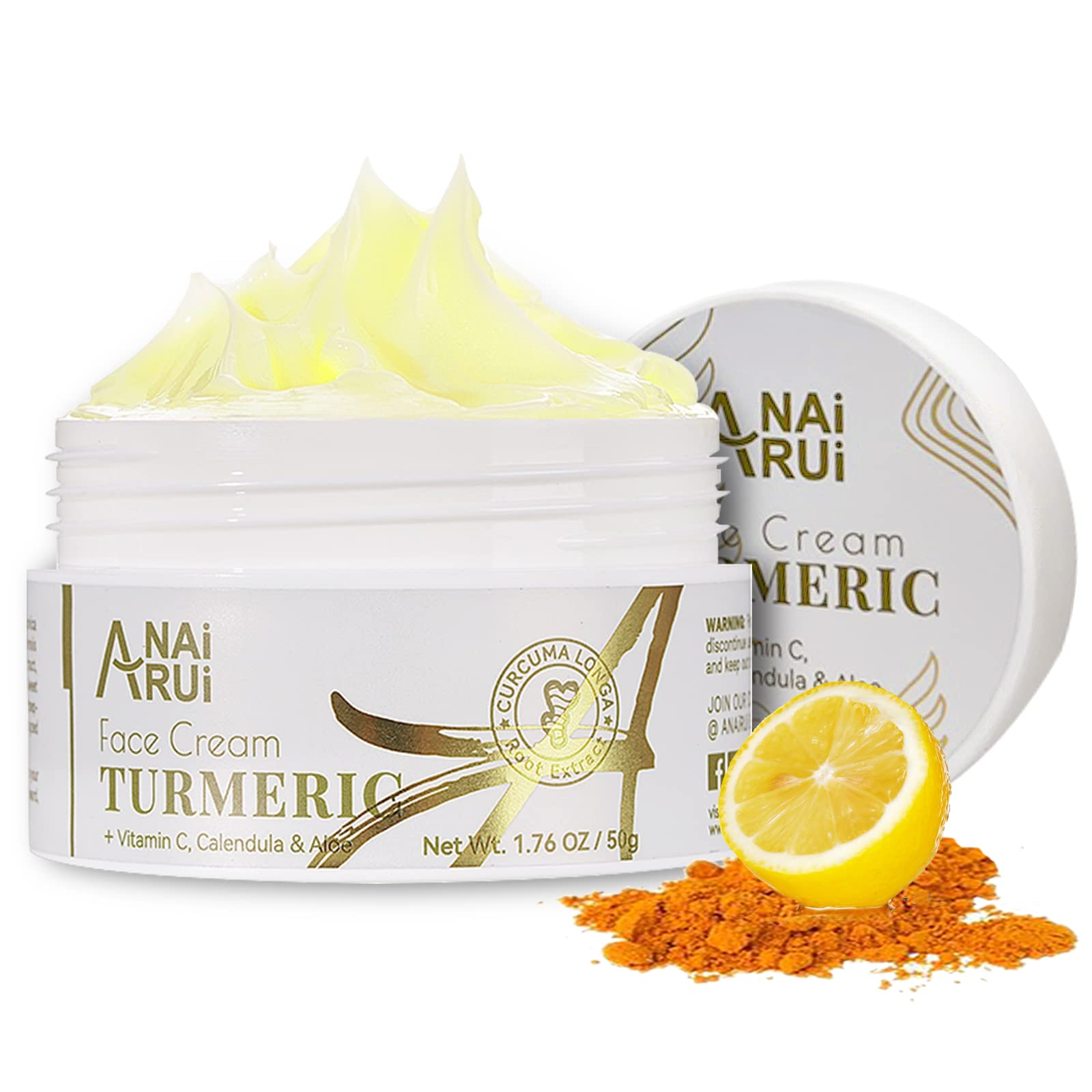 ANAI RUI Facial Moisturuzier, Turmeric Face Cream with Vitamin C for Hydrating, Firming, Tightening Skin, Turmeric Vitamin C Cre