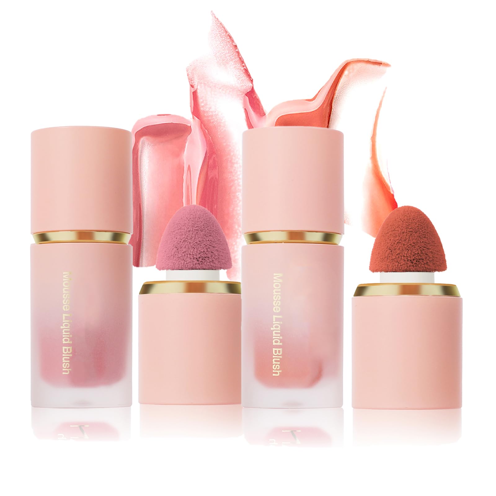 2 Pcs Liquid Blush for Cheeks, Soft Liquid Blush Natural Glow Makeup Red Blushwith Applicator HighPigmented Cream Blush Liquid 