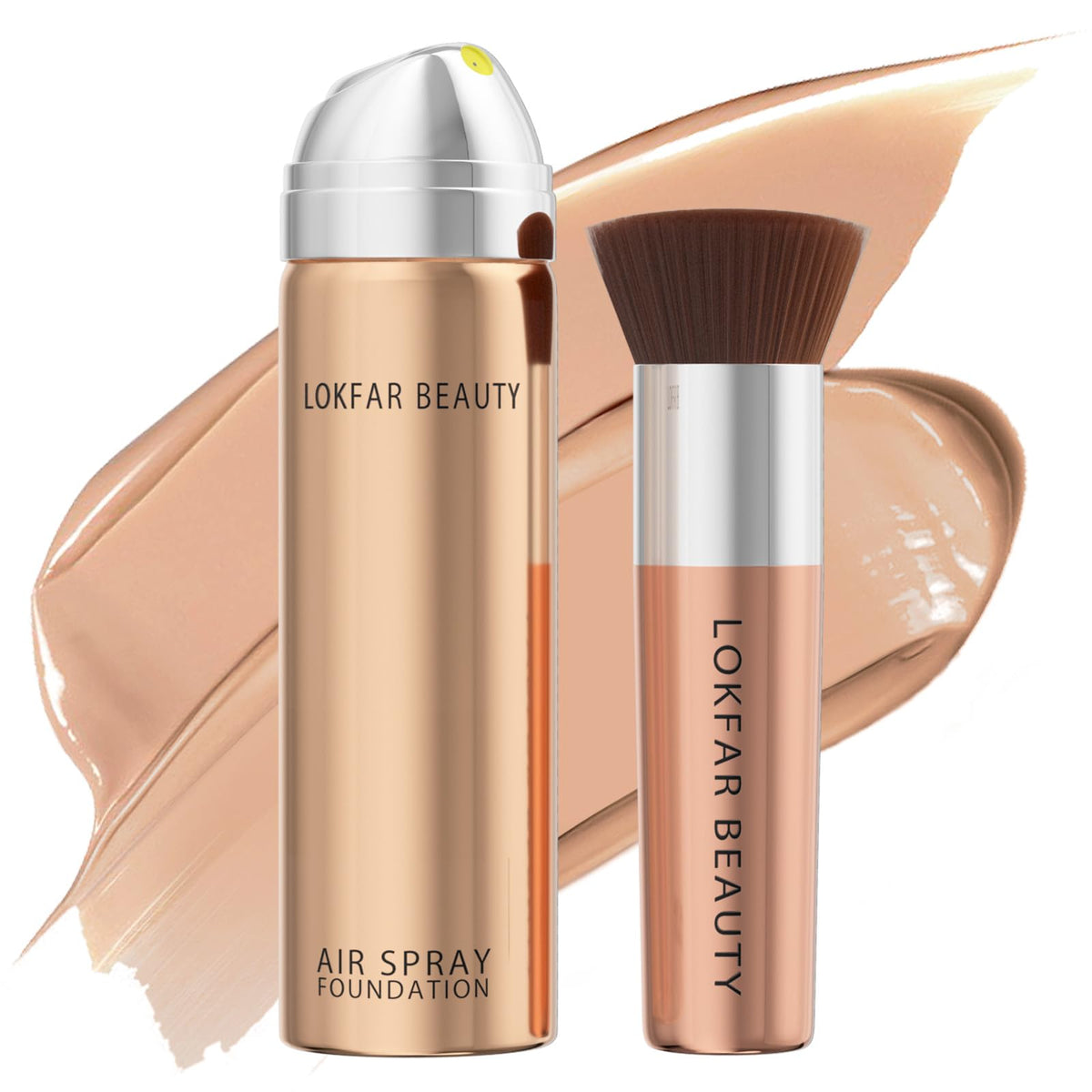 TOSOUATOP Warm Peach Airbrush Foundation Set with Soft Makeup Brush, Lightweight, Long Lasting, Oil Control, Full Coverage for A