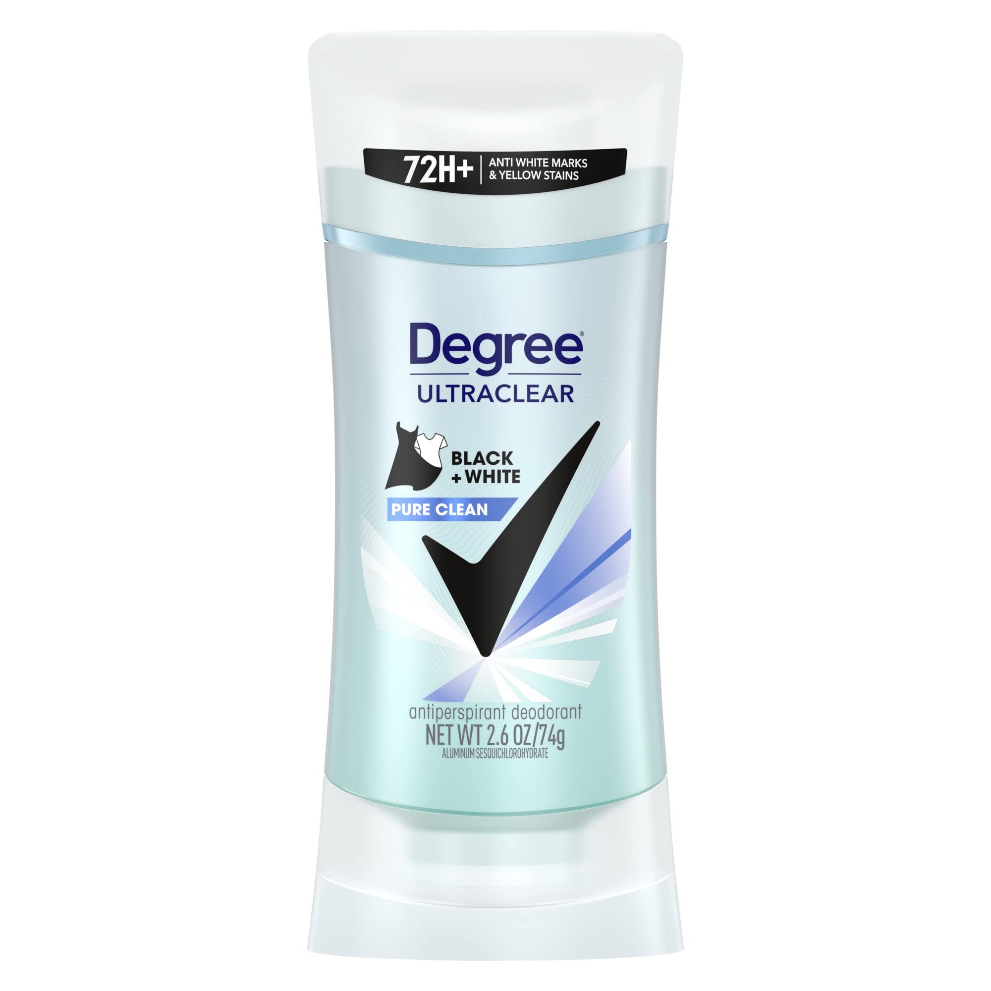 Degree UltraClear Black+White Pure Clean Antiperspirant Deodorant Stick, 2.6 oz (Pack of 2)