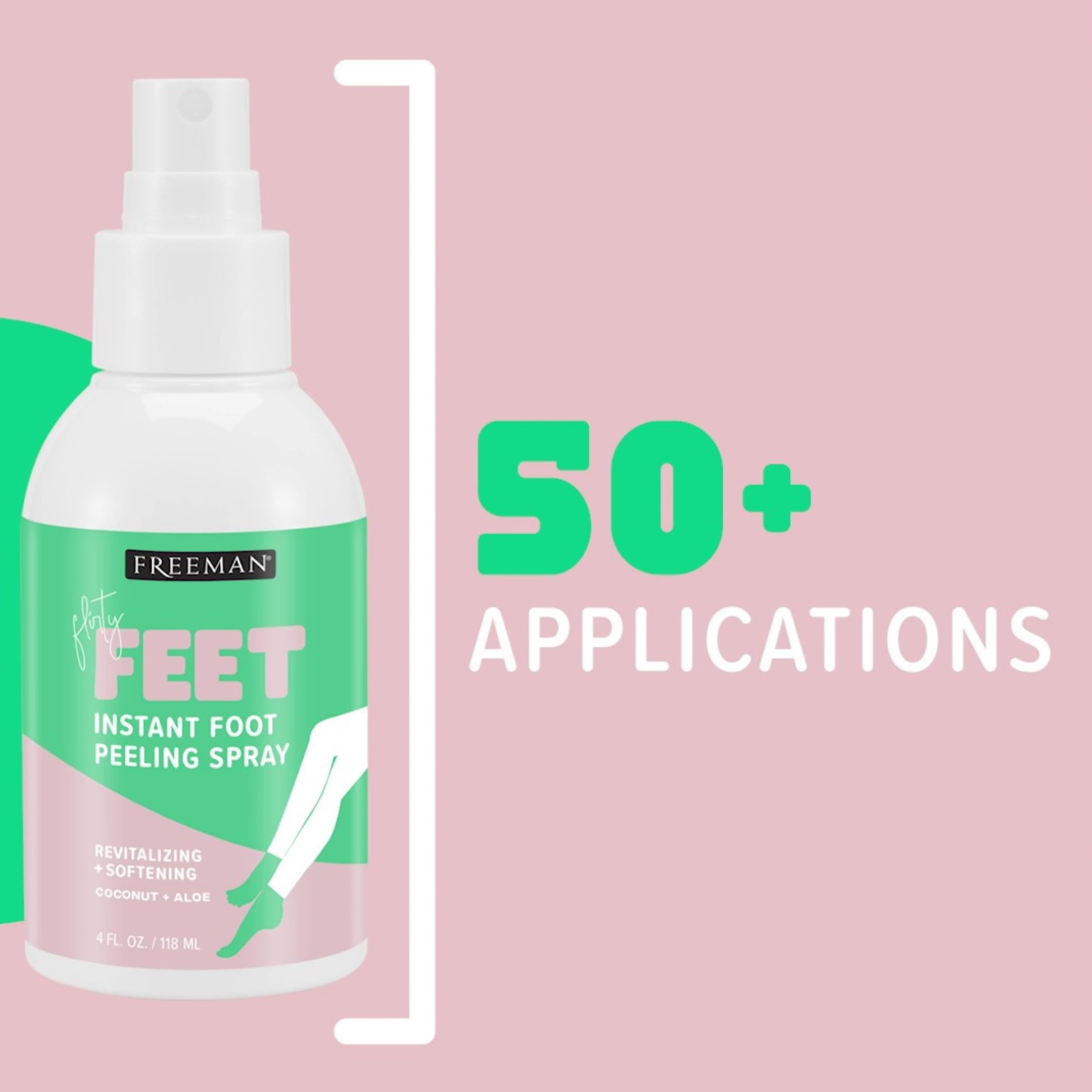 Freeman Flirty Feet Coconut & Aloe Foot Peeling Spray, 4 fl. oz., Softening Exfoliator, Cruelty-Free, White