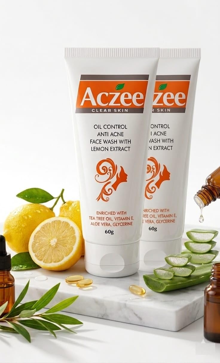Aczee Clear Skin Face Wash  Oil Control & AntiAcne With Lemon Extract, Tea Tree Oil, Vitamin E, Aloe Vera & Glycerine