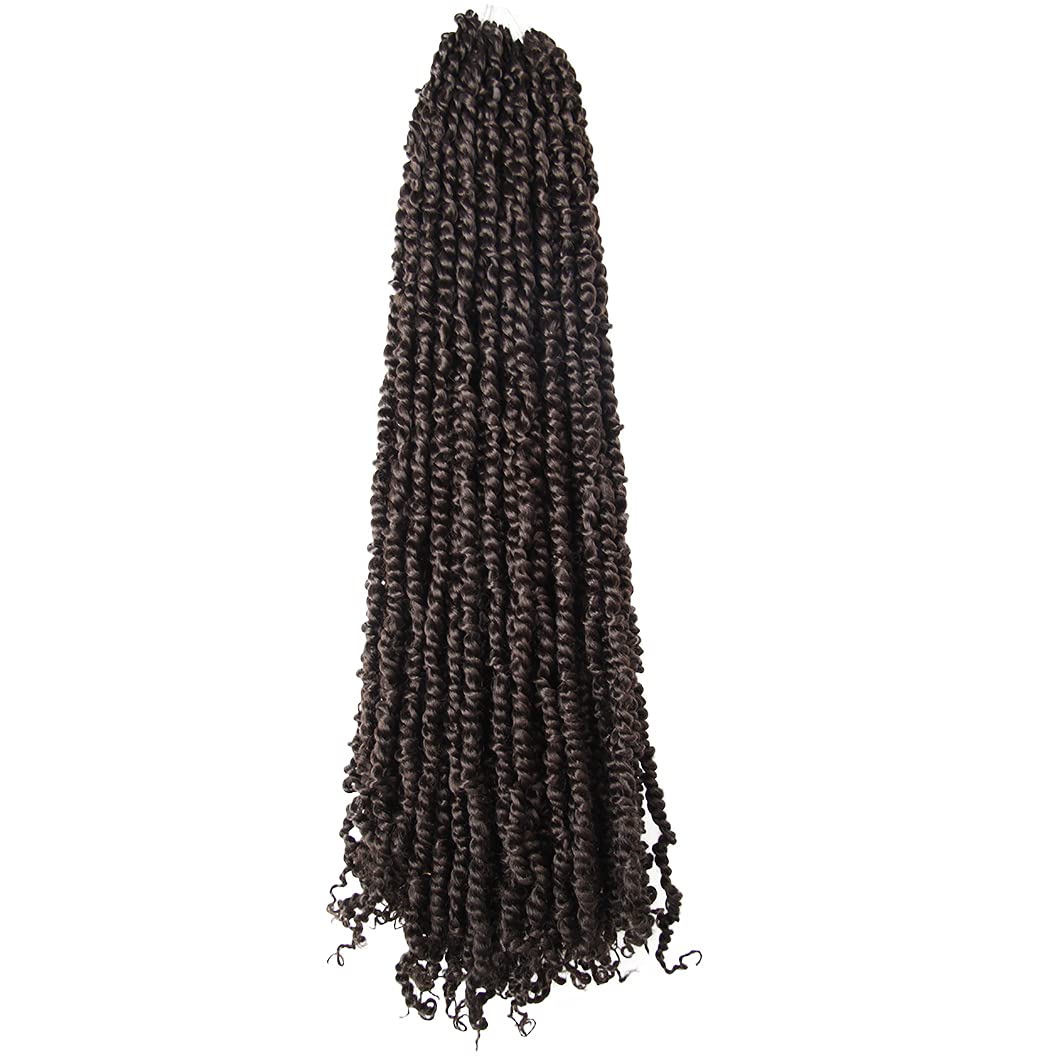 The BOHOBABE Pre-twisted Passion Twist Crochet Hair 18 Inch Long Brown Pre-looped Crochet Passion Twist Braiding Hair 8 Packs So