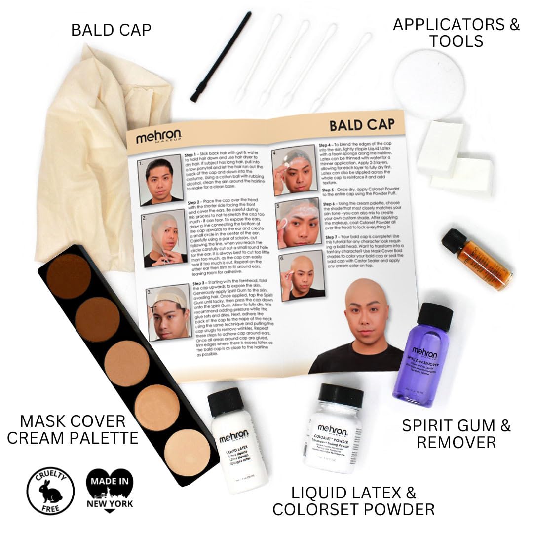 Mehron Makeup Premium Character Kit (Bald Cap)