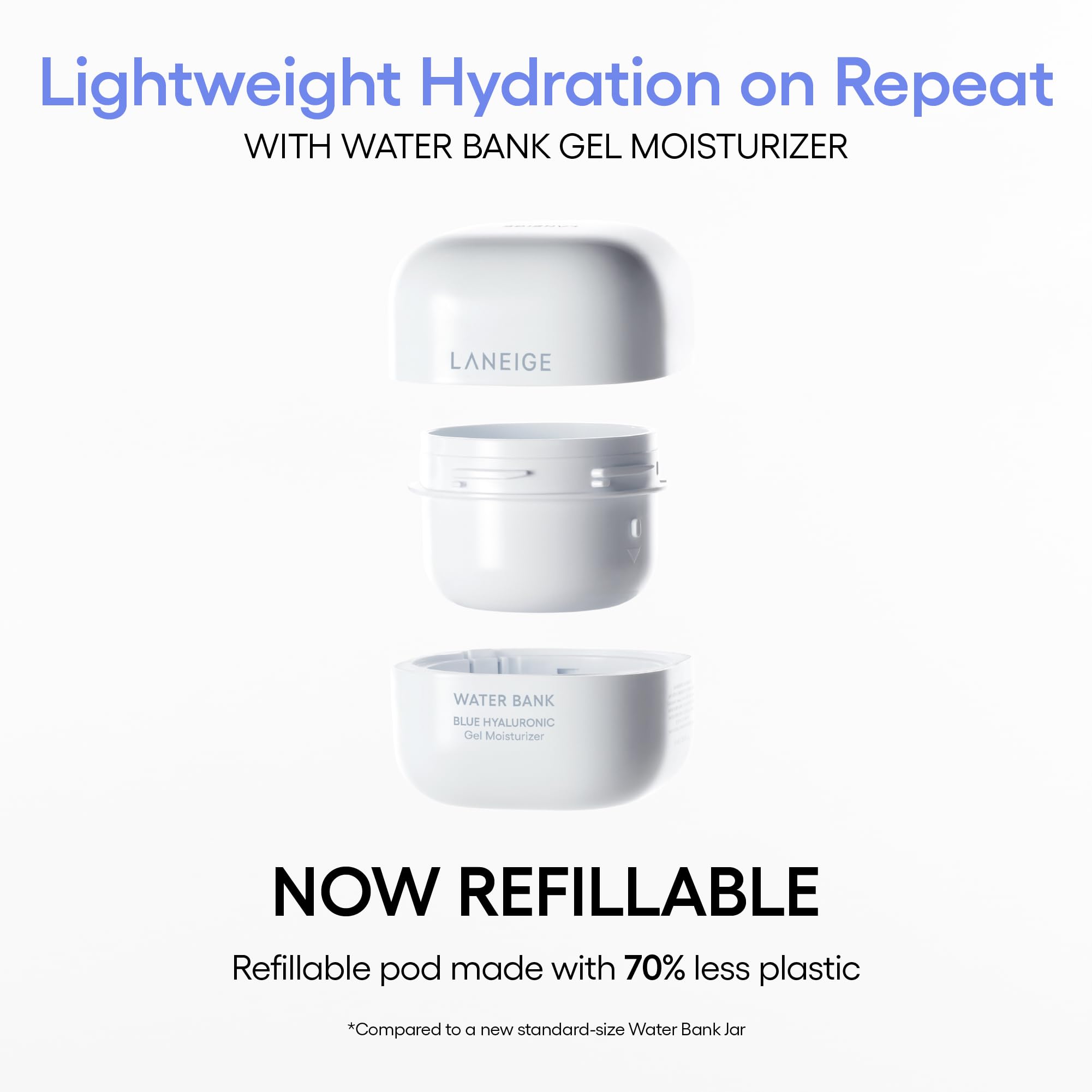 Laneige Water Bank Blue Hyaluronic Gel Moisturizer Refill: With Mint Extract, Hypoallergenic, Dermatologist-Tested