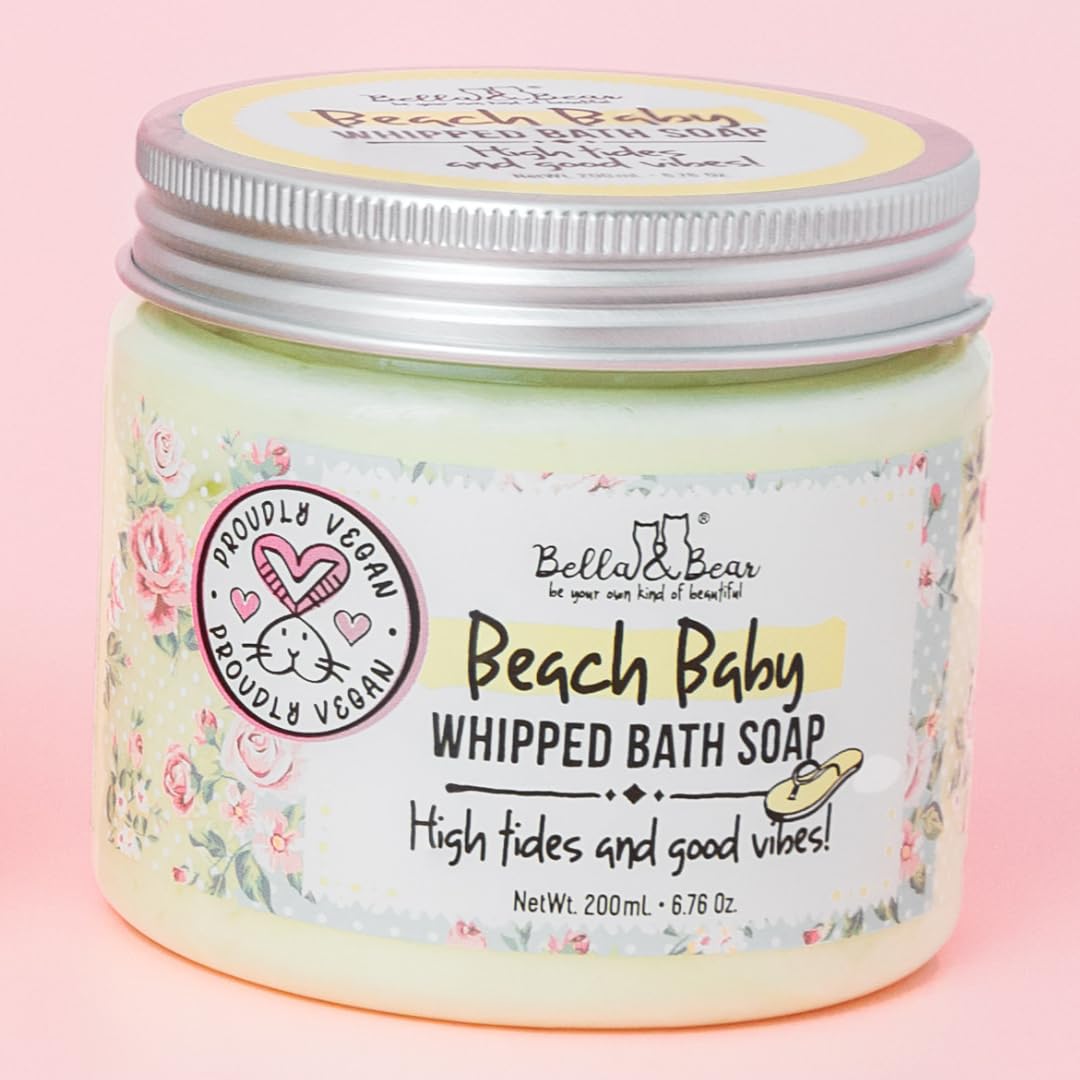 Bella & Bear Beach Baby Whipped Bath Soap And Shave Cream - Body Wash Soap Moisturiser - Sls Free, Paraben Free, Cruelty-Free, B