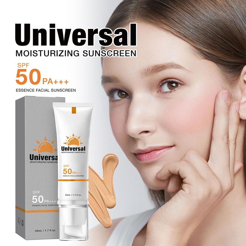 Tinted Sunscreen For Face SPF 50, 2 PCS Universal Protector Solar 50 Moisturizer, Hydrating Sun Essence Face Sunscreen, UV Defen