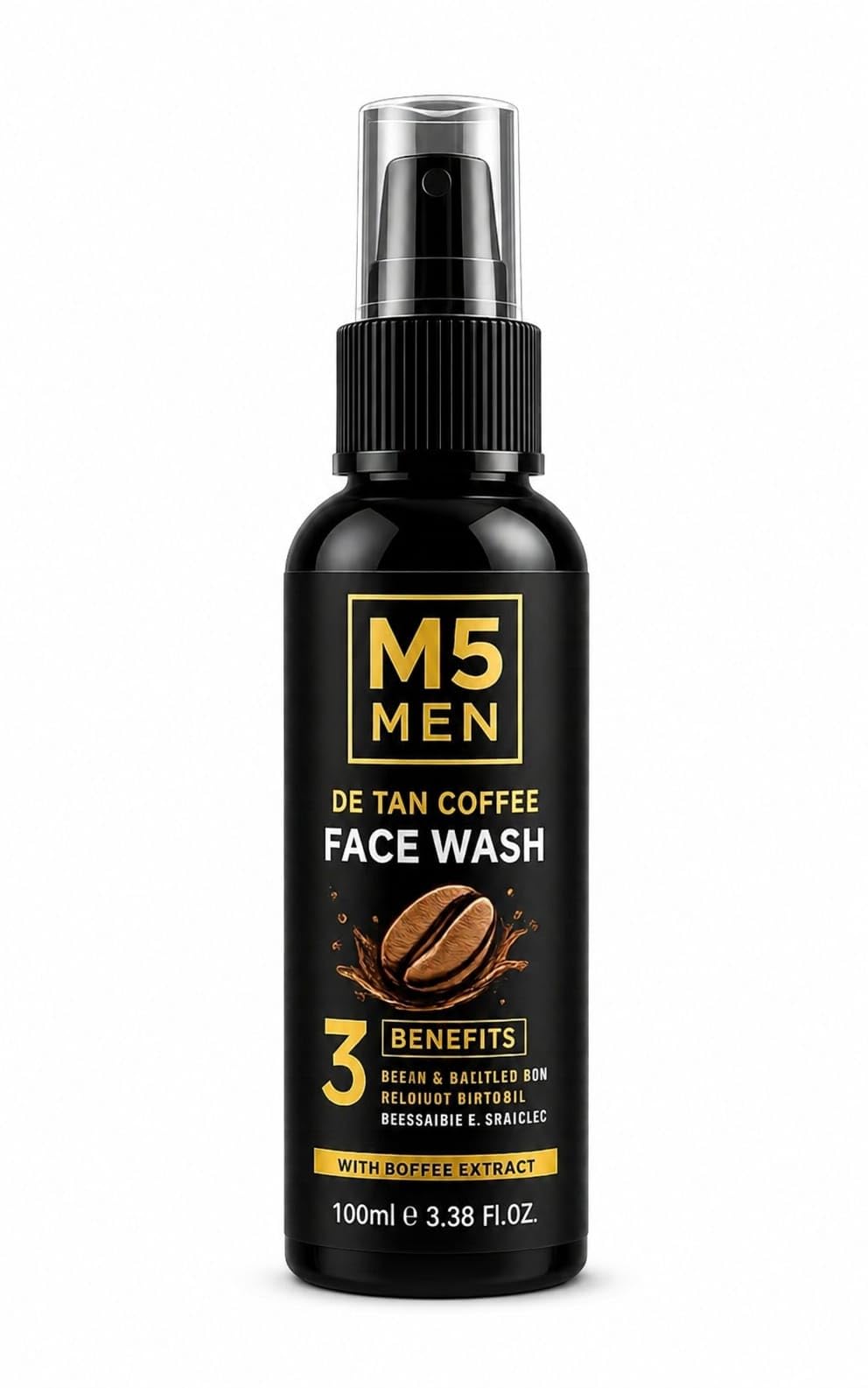 M5Men De Tan Coffee Face Wash For Men With Glycolic Acid, Niacinamide, Reduces Tan, Dark Spots & Pigmentation, 100Ml