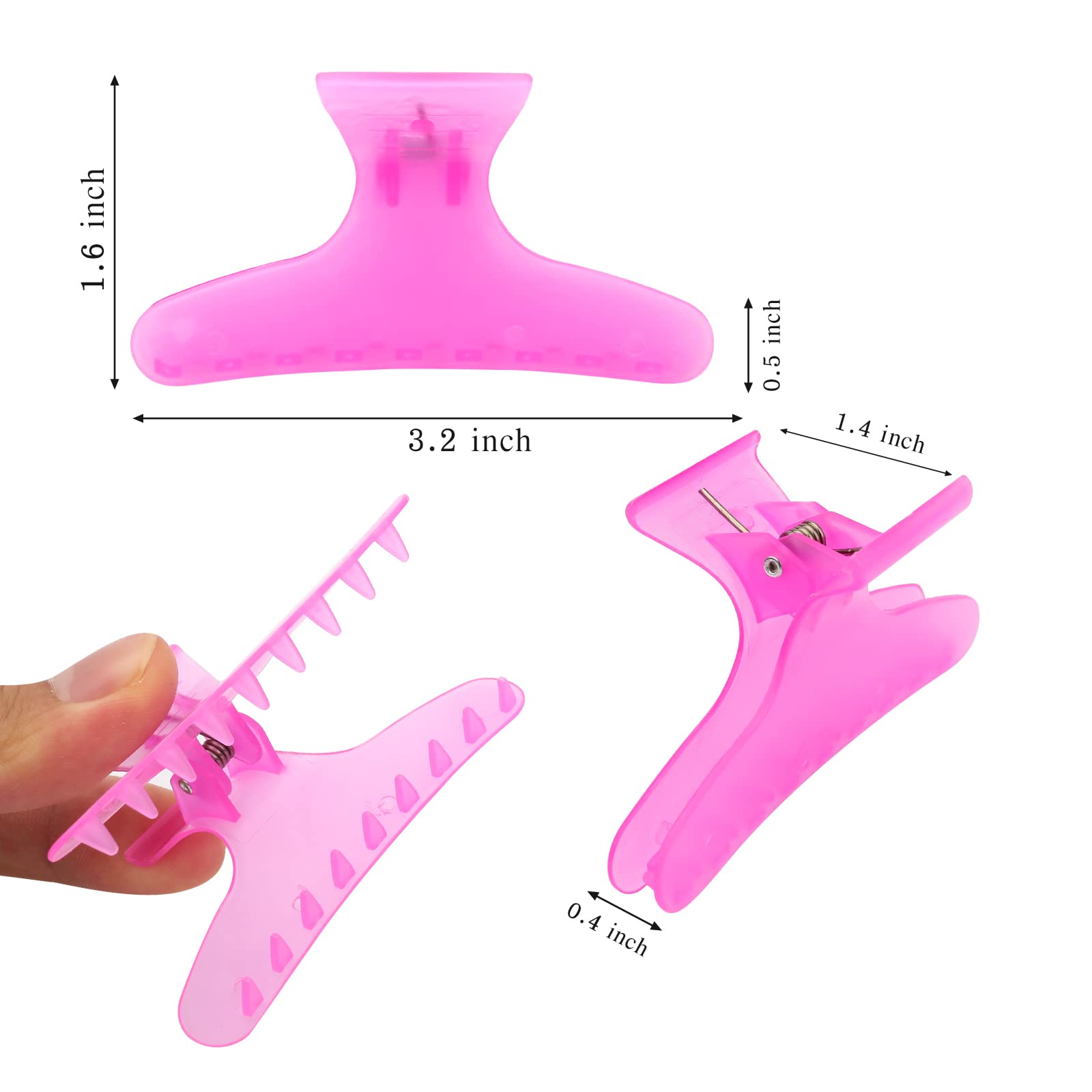 Ondder Rose Red Butterfly Hair Claws Clamps For Sectioning, Coloring, And Styling - Pro Salon Hair Accessories For Women, Girls,