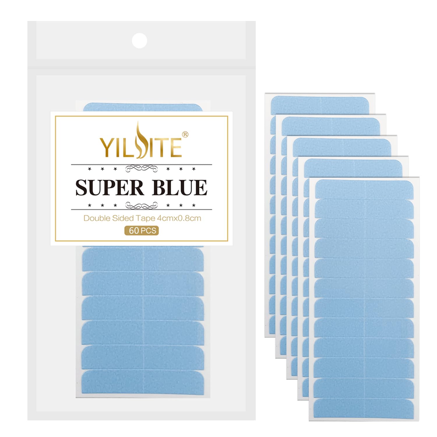 Yilite 60Pieces Hair Extensions Tape, Bule Tape In Tape Replacement 4X0.8Cm Tape For Tape In Hair Extensions, Tape For Hair Exte