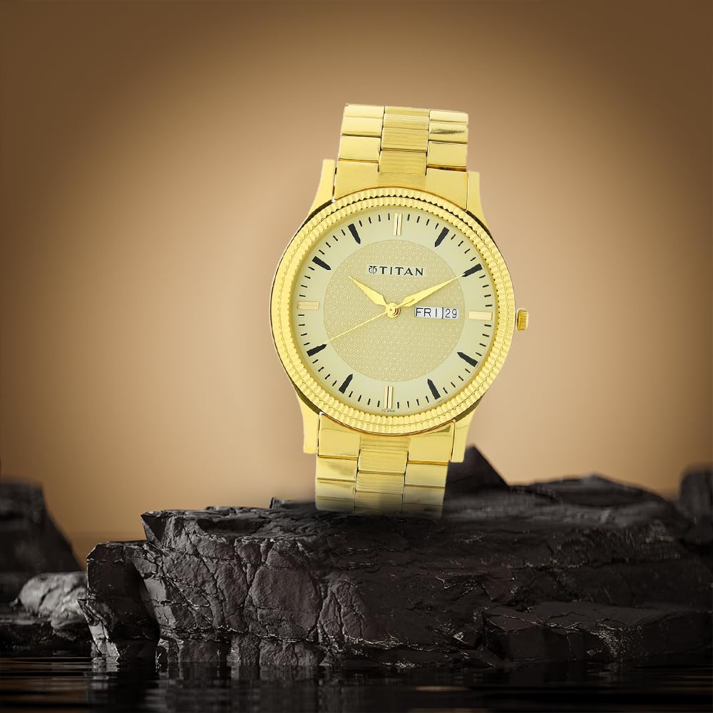 Titan Analog Gold Dial MenS Watch-1650Ym04