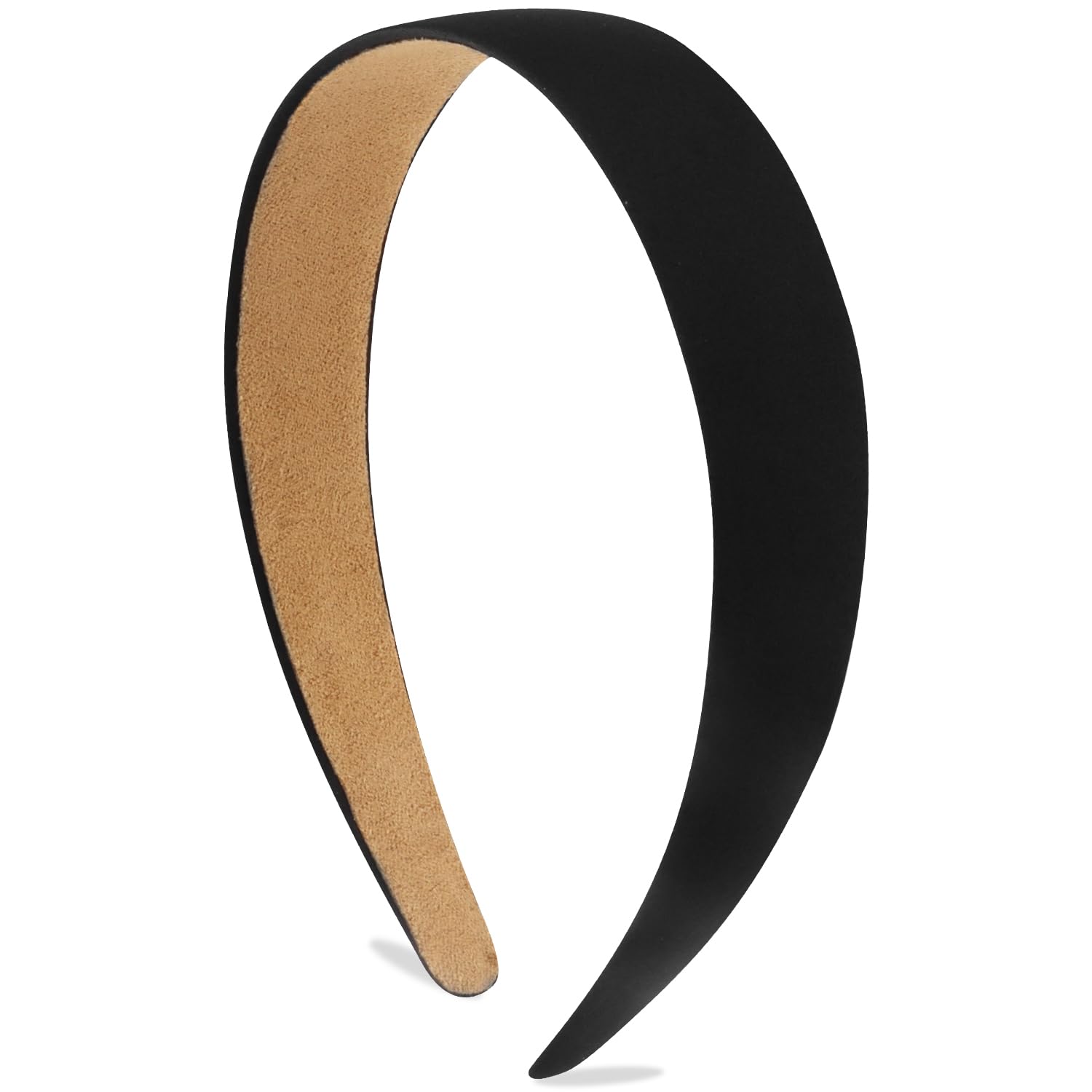 Atoden Satin Headbands for Women Girls Black Headband 1.18 Inch Wide Thin Hard Headbands Non Slip Ribbon Hair Bands Plain Headba