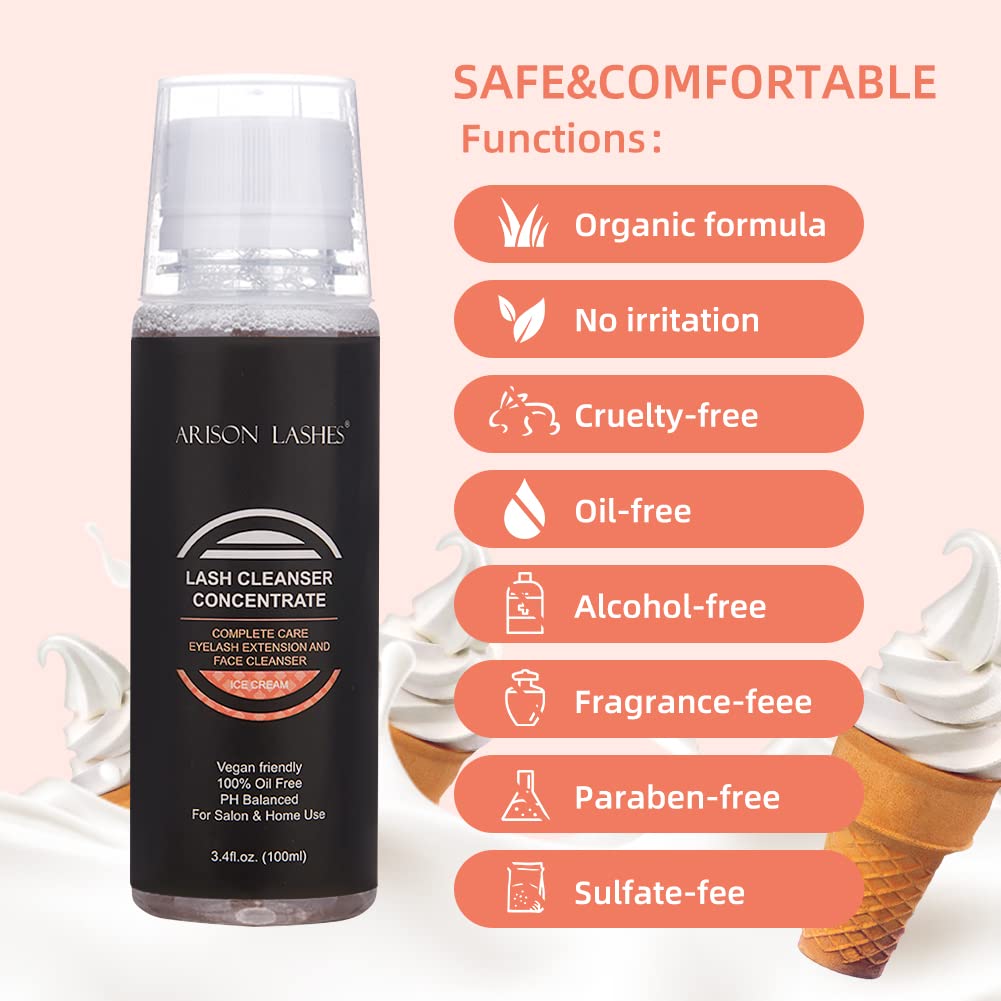 Eyelash Cleanser Concentrate 100Ml Lash Extensions Shampoo Natural Foaming Cleanser Diy Non-Lrritating Wash For Extensions Lashe