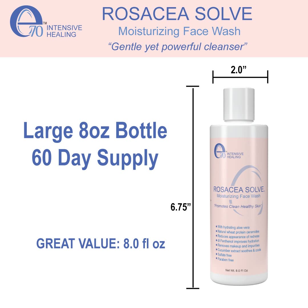 E70 Rosacea Solve Moisturizing Face Wash - Gentle Rosacea Cleanser For Dry & Itchy Skin - Sensitive Skin Care With Beneficial In