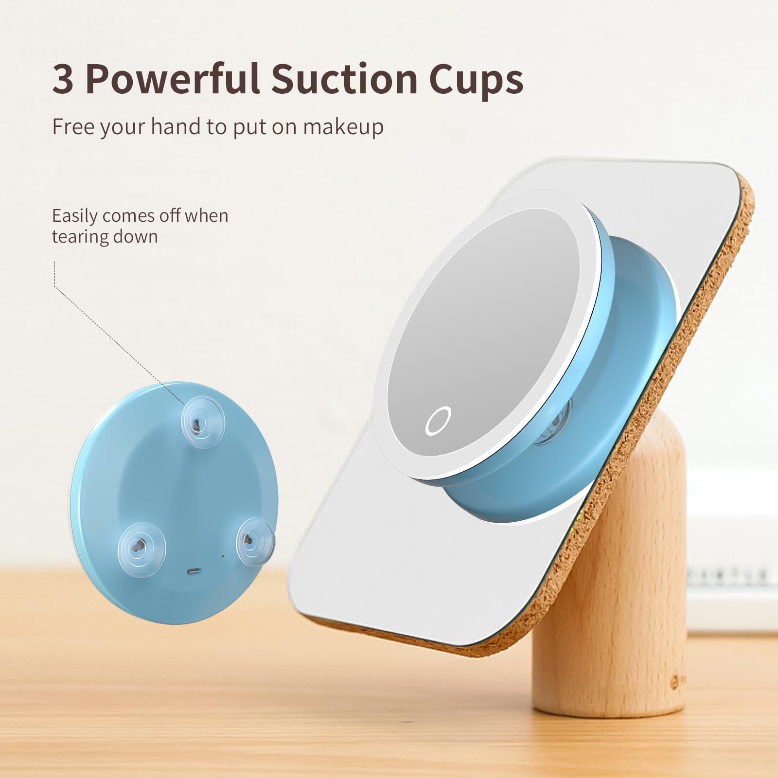Travel Magnifying Mirror With Light 30X, 4Inch Rechargeable Lighted Magnified Mirror With Suction Cups, Small Magnifying Mirror