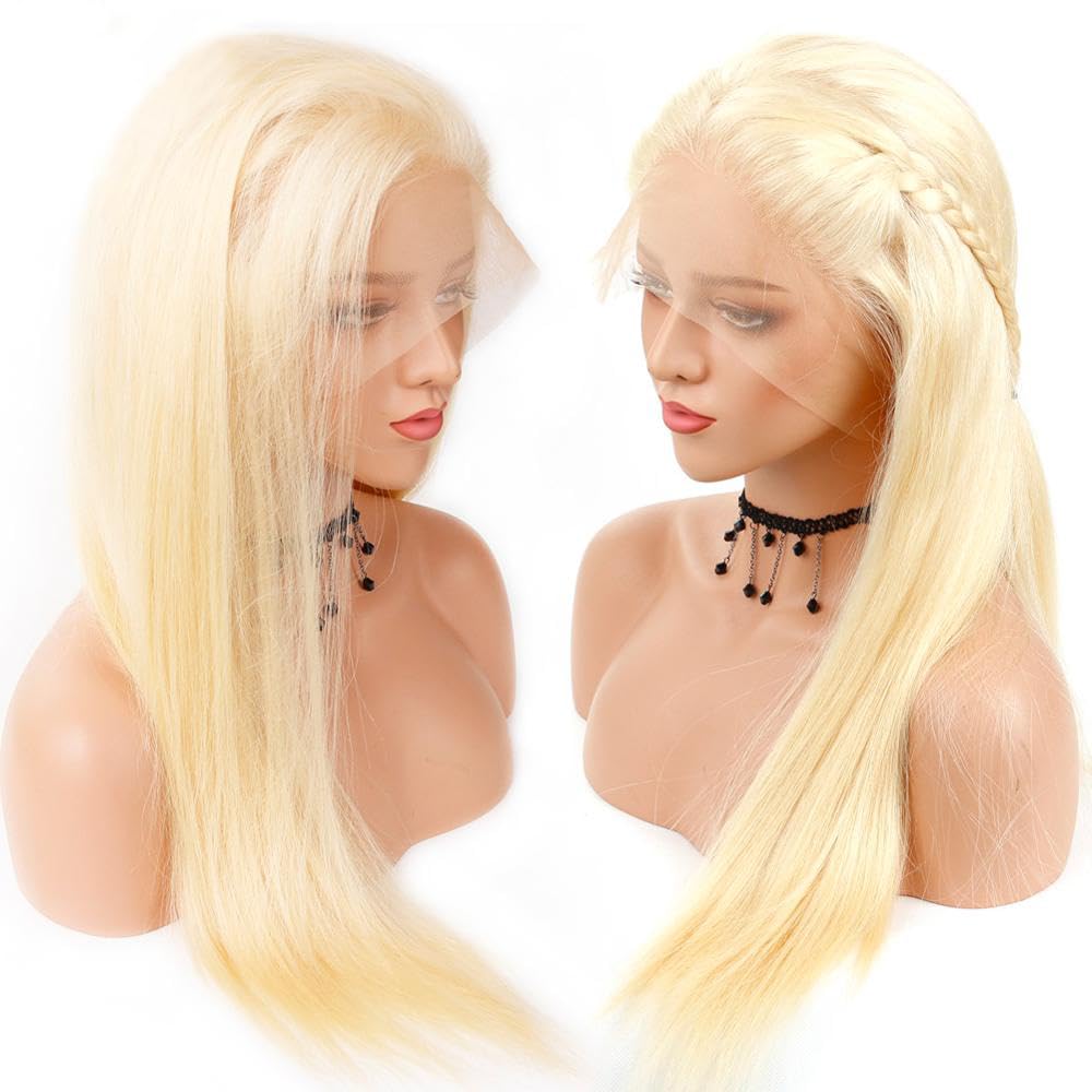 Supsyousf 24 Inch Stunning 613 Lace Front Wig Human Hair, 13X4 Hd Transparent Straight Wigs | 180% Density Blonde Lace Front Wig