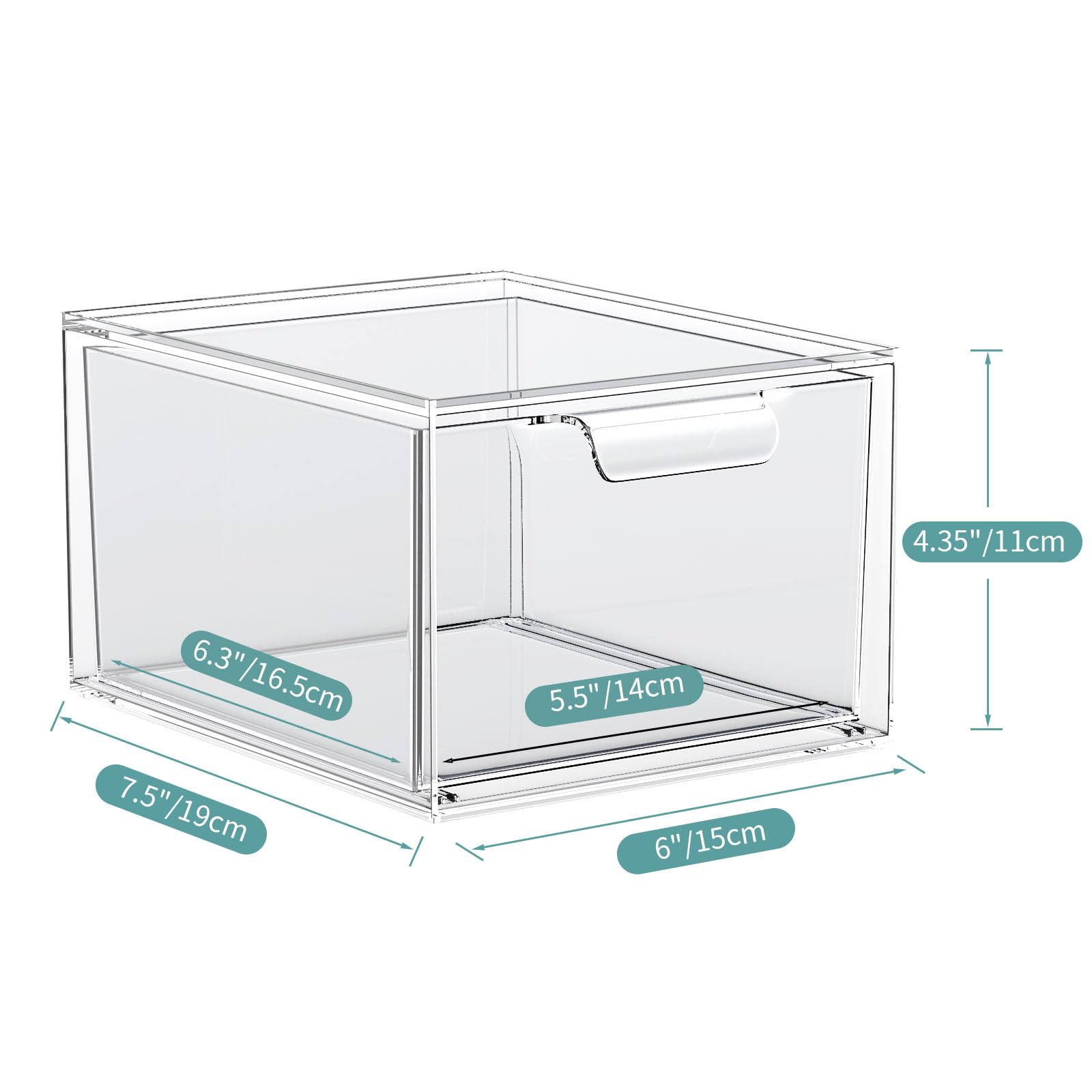 Spacehacks 3 Pack Stackable Makeup Organizer And Storage, Acrylic Organizers,Clear Plastic Storage Drawer With Handles For Vanit