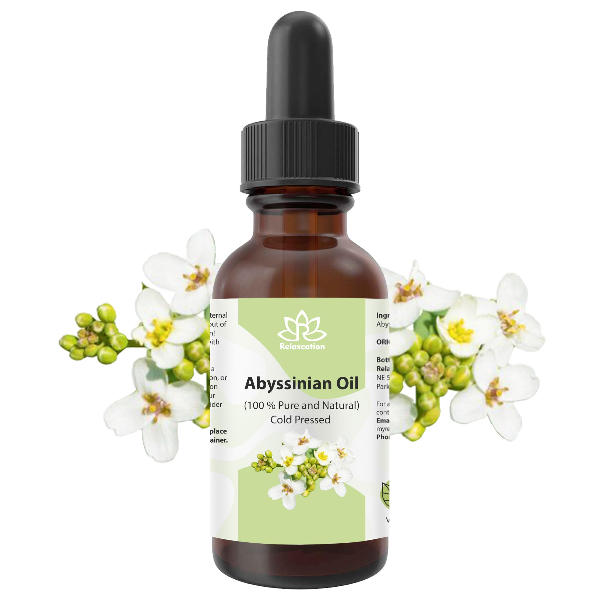 Relaxcation Abyssinian Oil | 100% Pure Cold Pressed Crambe Abyssinica Seed Oil | Lightweight Natural Extract for Skin, Hair, Sca