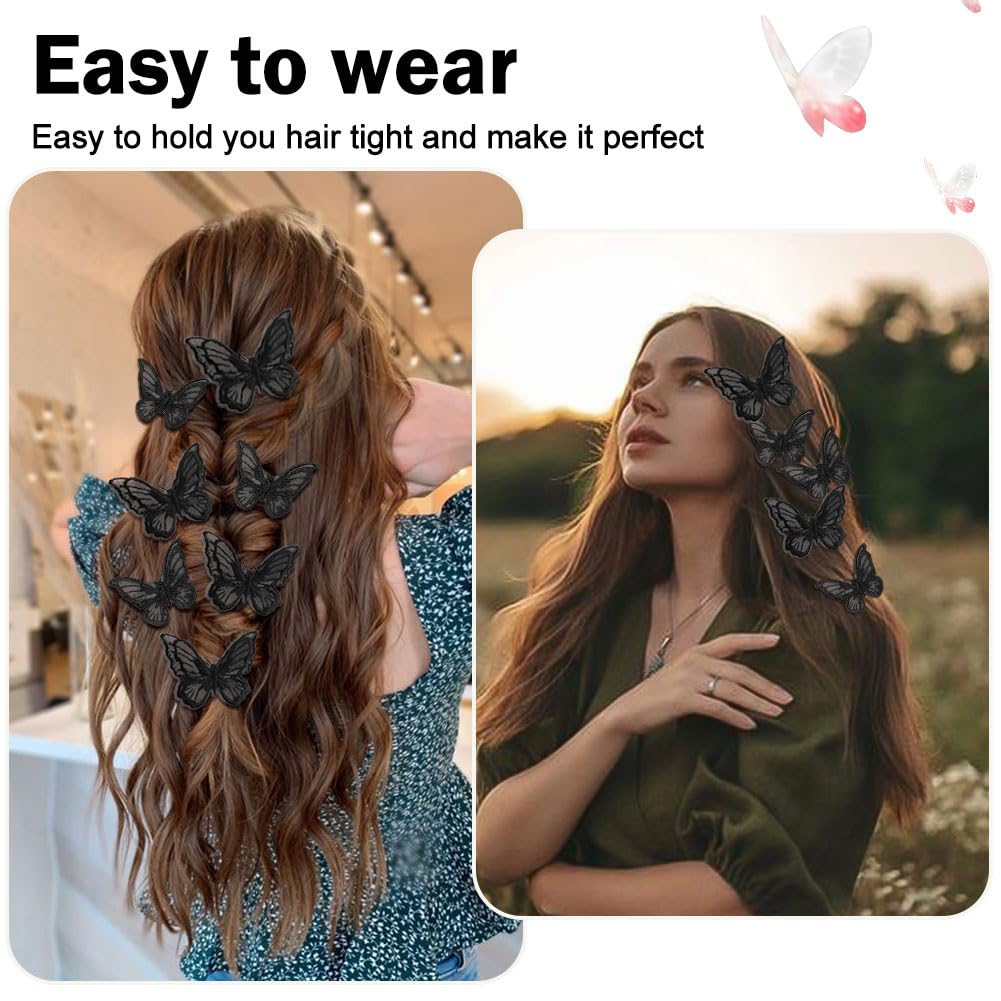 Paderison 20Pcs Butterfly Hair Clips Black Moving Butterfly Clips Fairy Accessories For Women Butterfly Hair Accessories For Tee