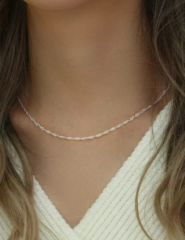 Waitsoul 925 Sterling Silver Singapore Chain Lobster Clasp 2.5mm Necklace for Women Silver Chain 24 Inches Gifts for Her