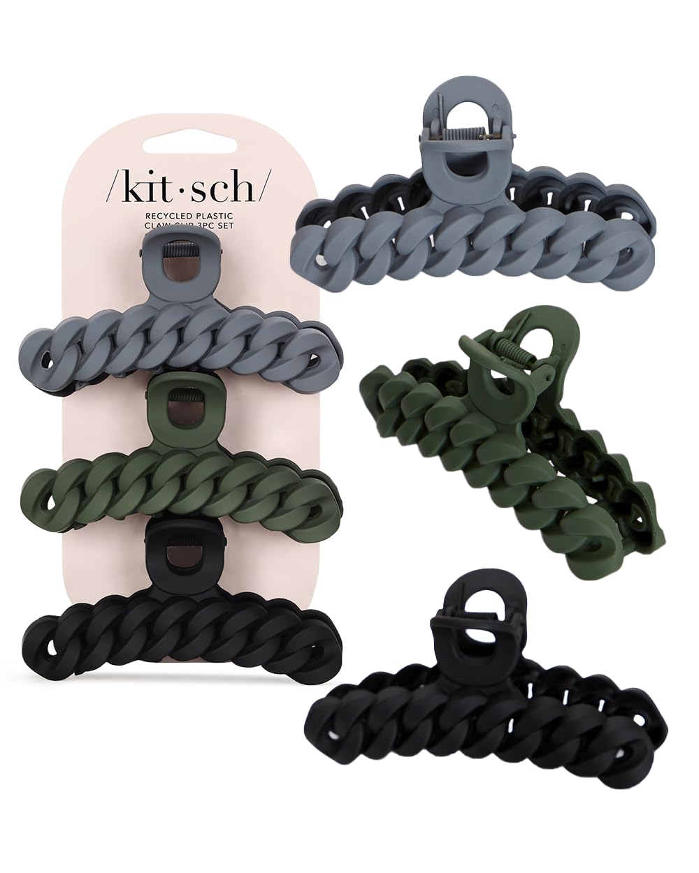 Kitsch Recycled Plastic Large Claw Clip - Big Chain Hair Clips for Women | Large Hair Claw Clips & Jaw Clips| Big Claw Clips for