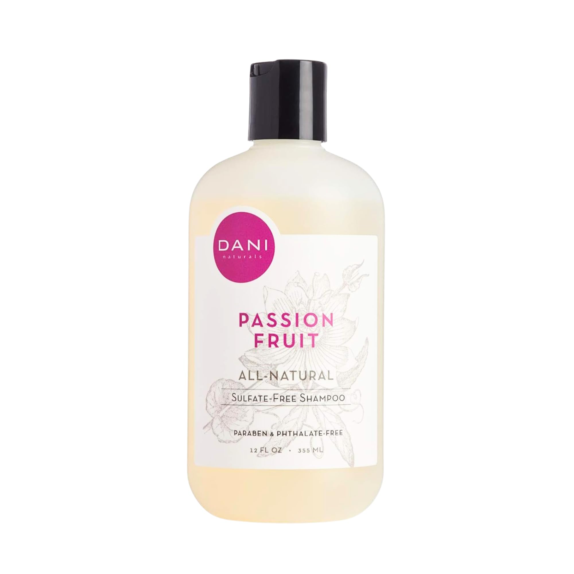 DANI Natural Moisturizing Shampoo Naturals - Juicy Passion Fruit Scent - Organic Aloe Vera & Coconut Cleansers - Sulfate, Phthal