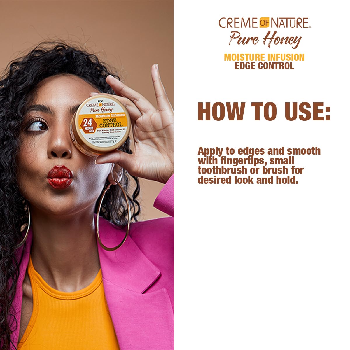 Creme Of Nature Moisture Infusiuon Edge Control, Pure Honey, Coconut Oil And Shea Butter Formula, 2.25 Oz