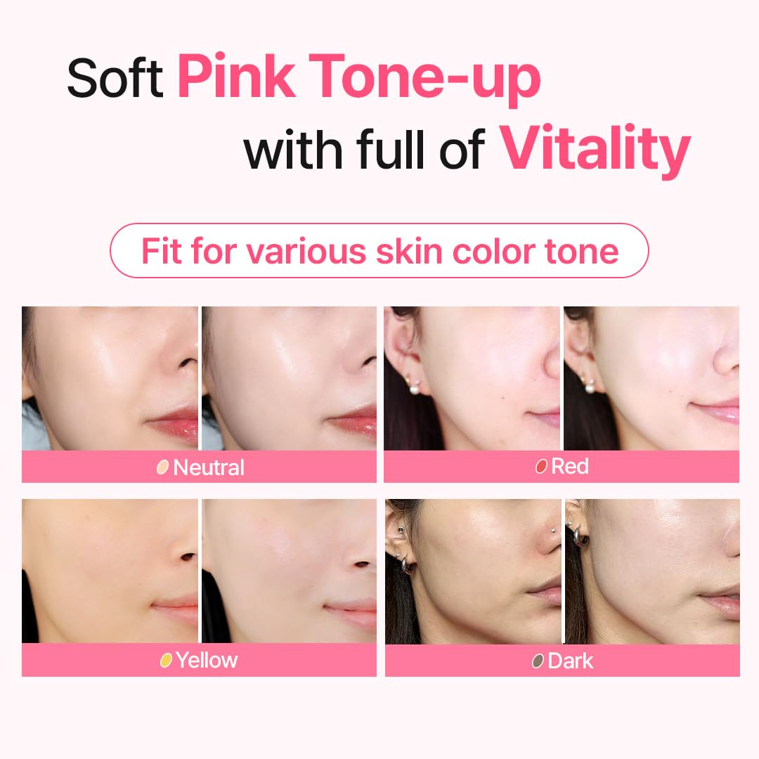 Make P:Rem Soothing Pink Tone Up Sun Cream, Mineral Sunscreen For Dehydrated Skin, Lightweight, Non-Greasy Formula, Skin Tone Co