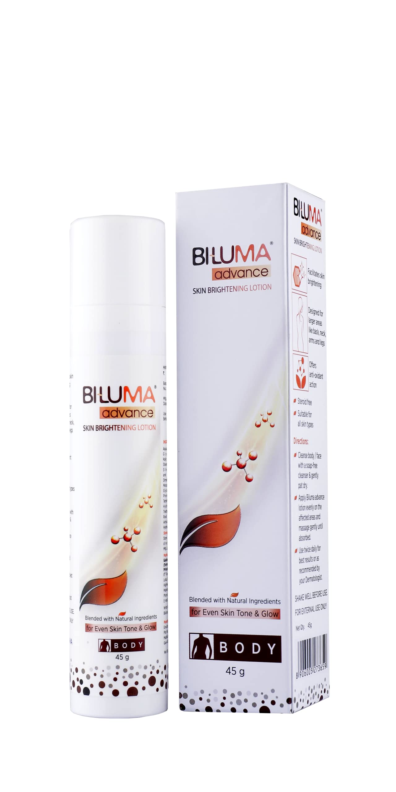 BiLuma Advance Skin Brightening Lotion  All Skin Tone Blended With Natural Ingredients For Dark Spots Face& Body 45 Gm