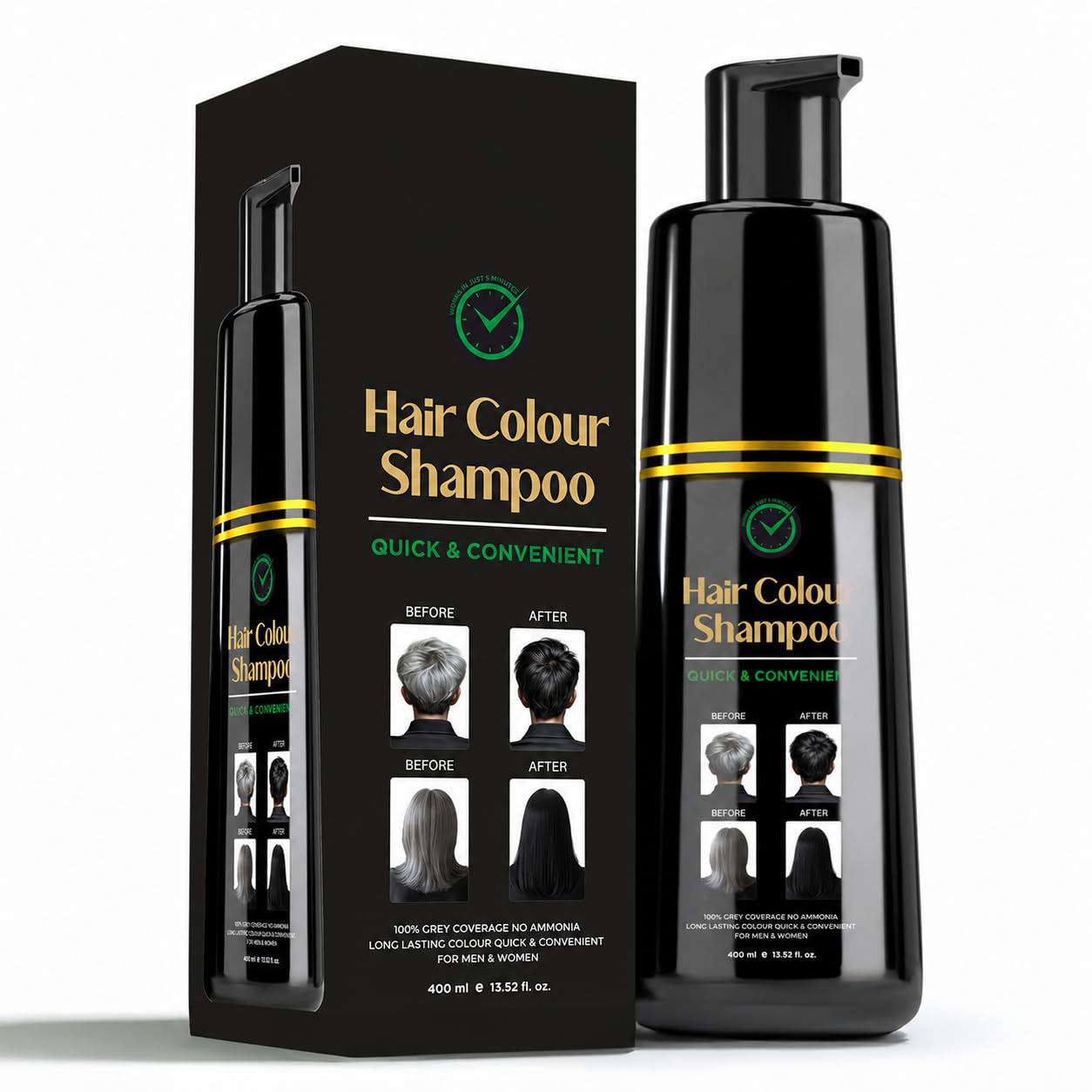Hair Color Shampoo for Gray Hair  3in1 Root Touch Up Gray Hair Dye Shampoo  Permanent Hair Color in Minutes, AmmoniaFree, E