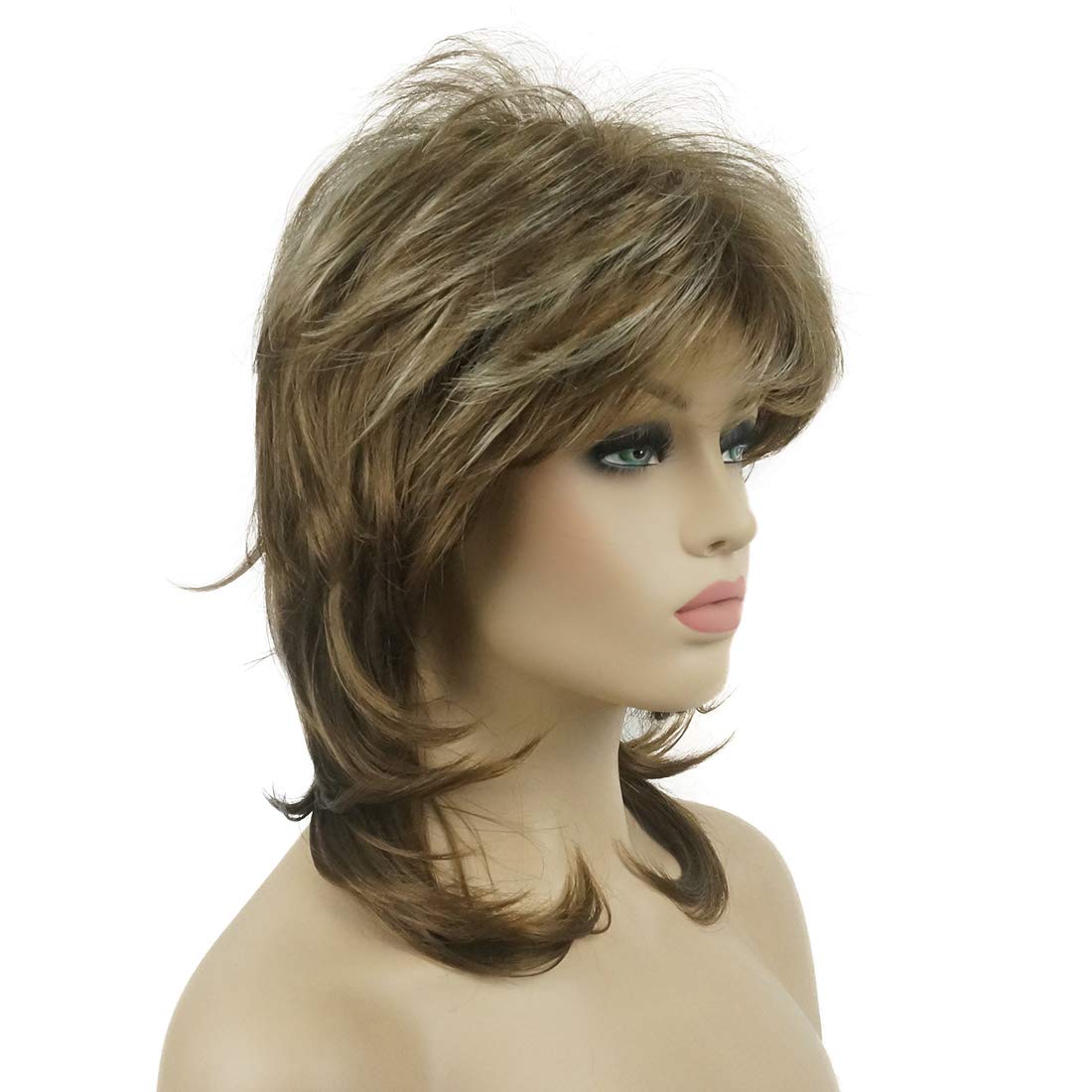 Lydell Long Soft Shaggy Layered Classic Cap Full Synthetic Wigs (12TT26 Brown with Highlights)