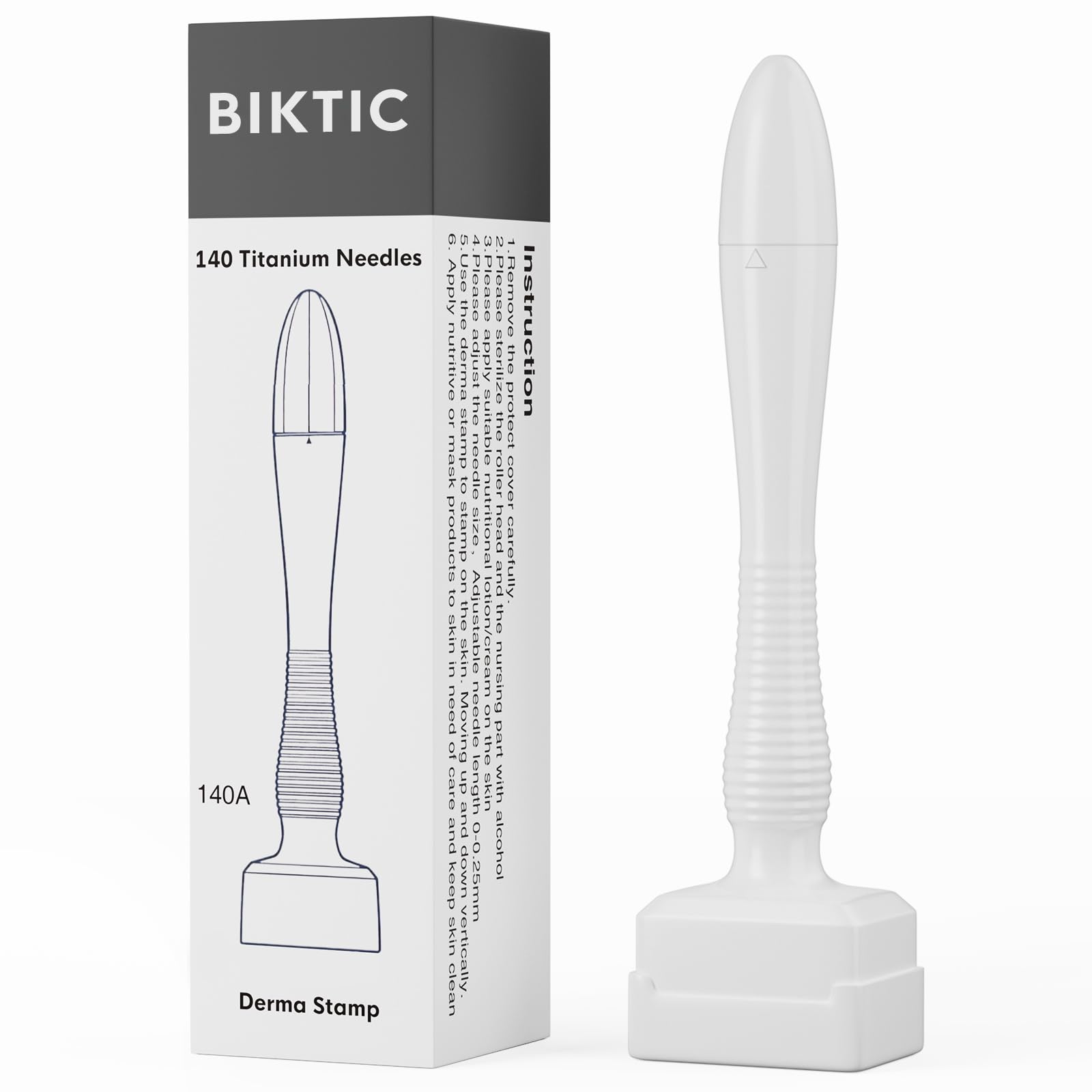 140 Titanium Derma Stamp,Microneedle Stamp 0.25 mm, Microneedling Roller for Men and Women Home Use