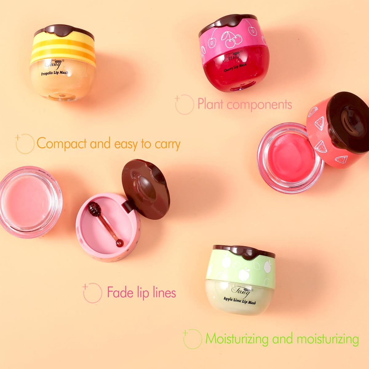 4 Pcs Bee Lip Balm Honey Pot,Lip Mask Propolis Moisturizing,Prevention Dry And Cracked Lip Scrubs Exfoliator Lip Wrinkle Skin Ca