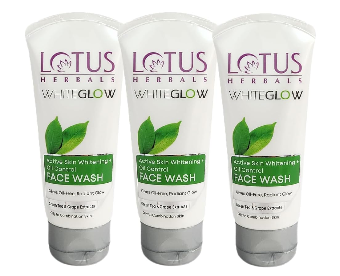 Lotus Herbals Whiteglow Active Skin Whitening & Oil Control Face Wash 50G (Pack Of 3)