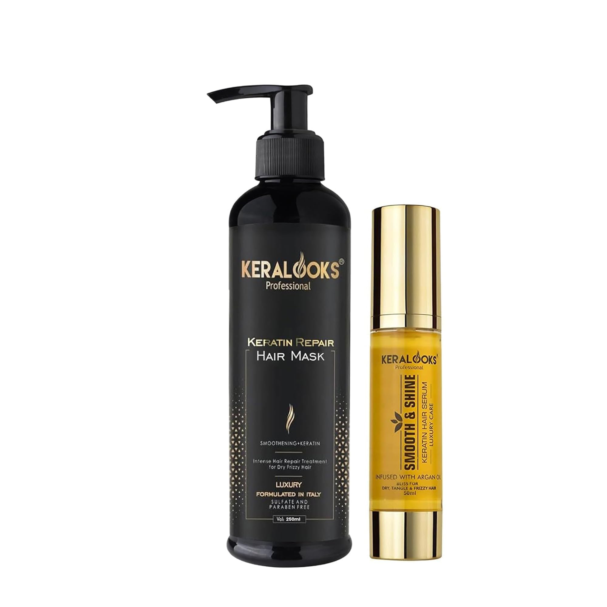 Keralooks Professional Smoothing Plus Keratin Hair Mask 250Ml With Keratin Hair Serum 50Ml Deep Repair And Nourishing Treatment 