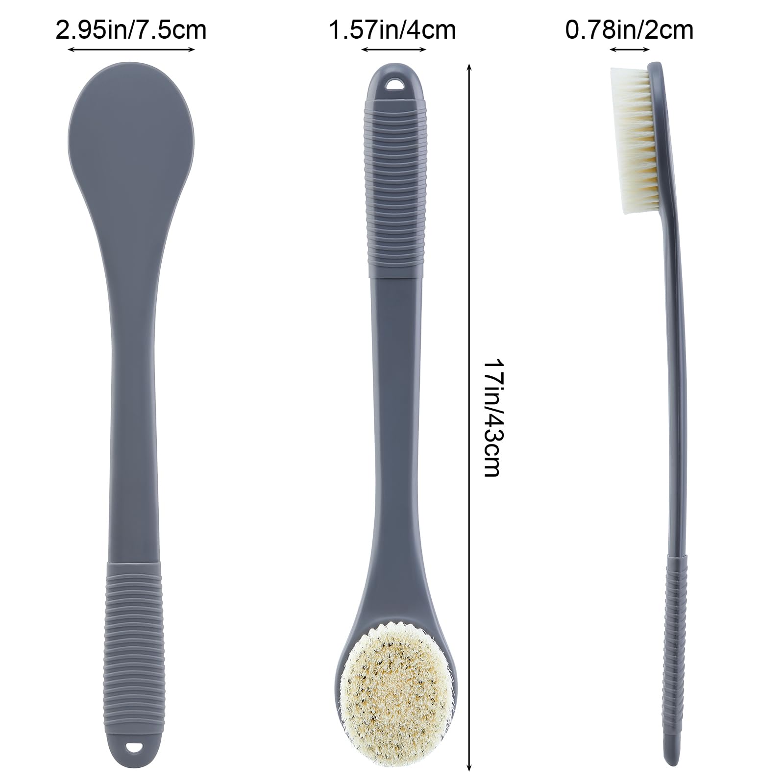 Back Scrubber For Shower, Shower Body Brush For Cleaning With Long Handle For Showering, 17 Inch Back Washer Exfoliator For Show
