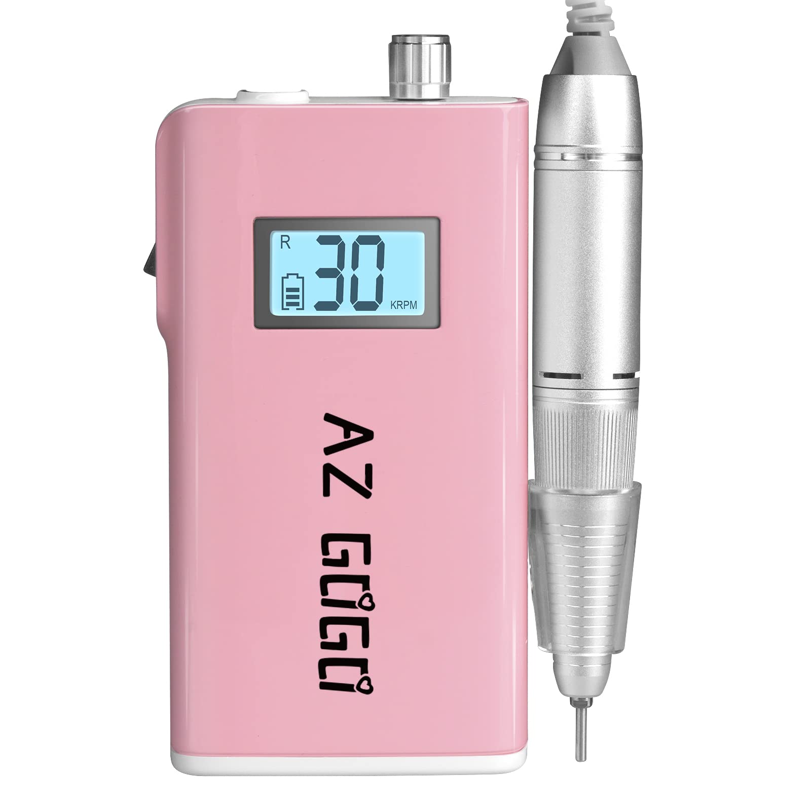 Professional Nail Drill Machine, AZ GOGO 30000RPM Rechargeable Portable Nail Drills for Acrylic Gel Nails - Cordless Electric Na