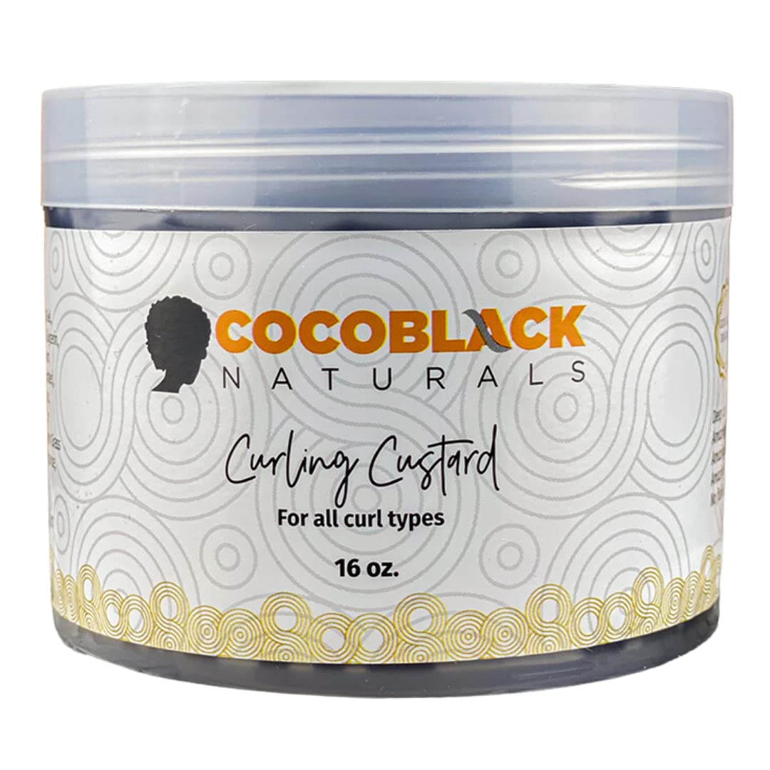 CocoBlack Naturals Curling Custard Ghana for Coily Kinky Type 4c Hair, 16 fl oz