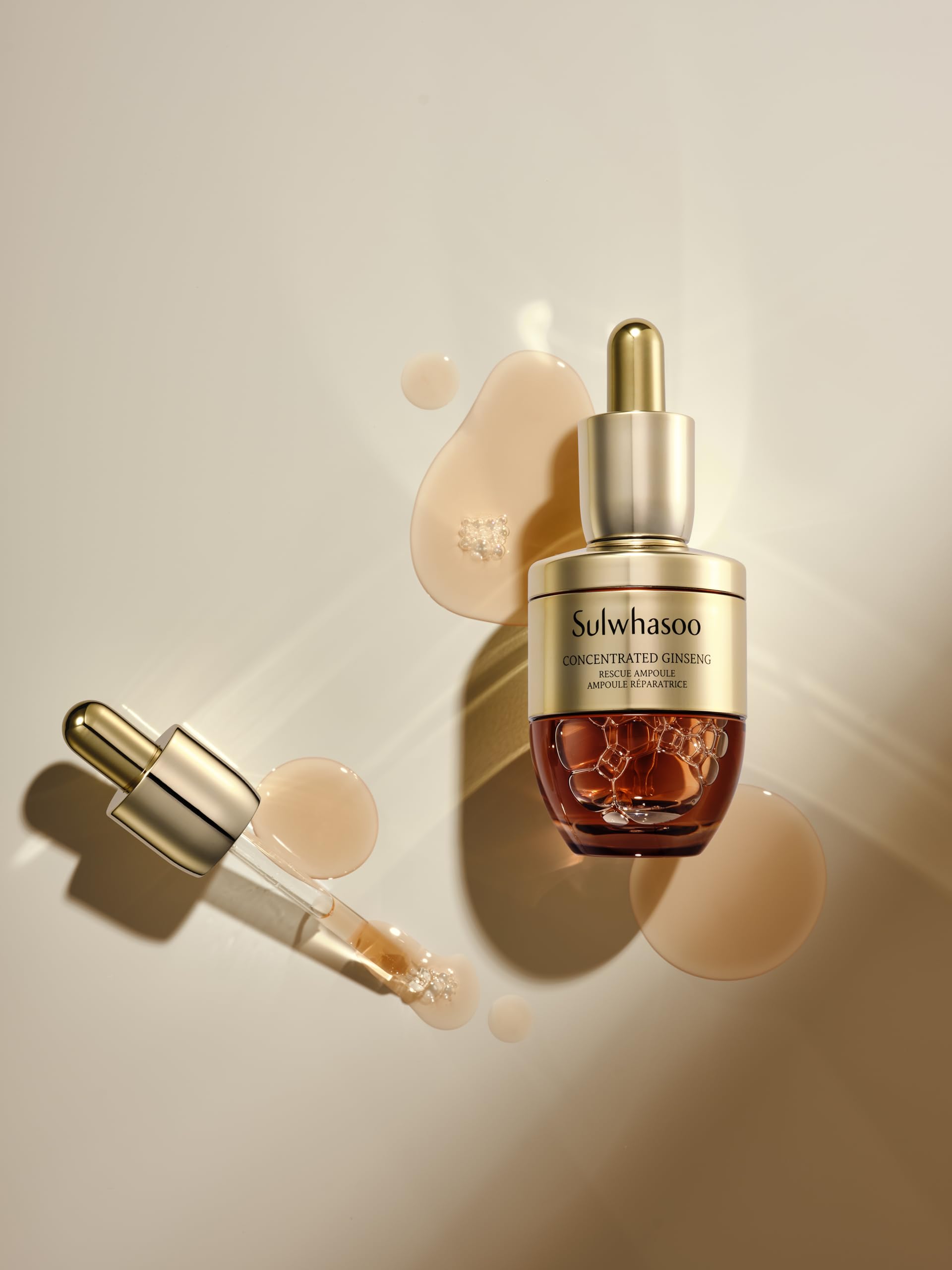 Sulwhasoo Concentrated Ginseng Rescue Ampoule: Potent Serum to Moisturize, Soothe, and Visibly Soften Lines & Wrinkles, 1.69 fl.