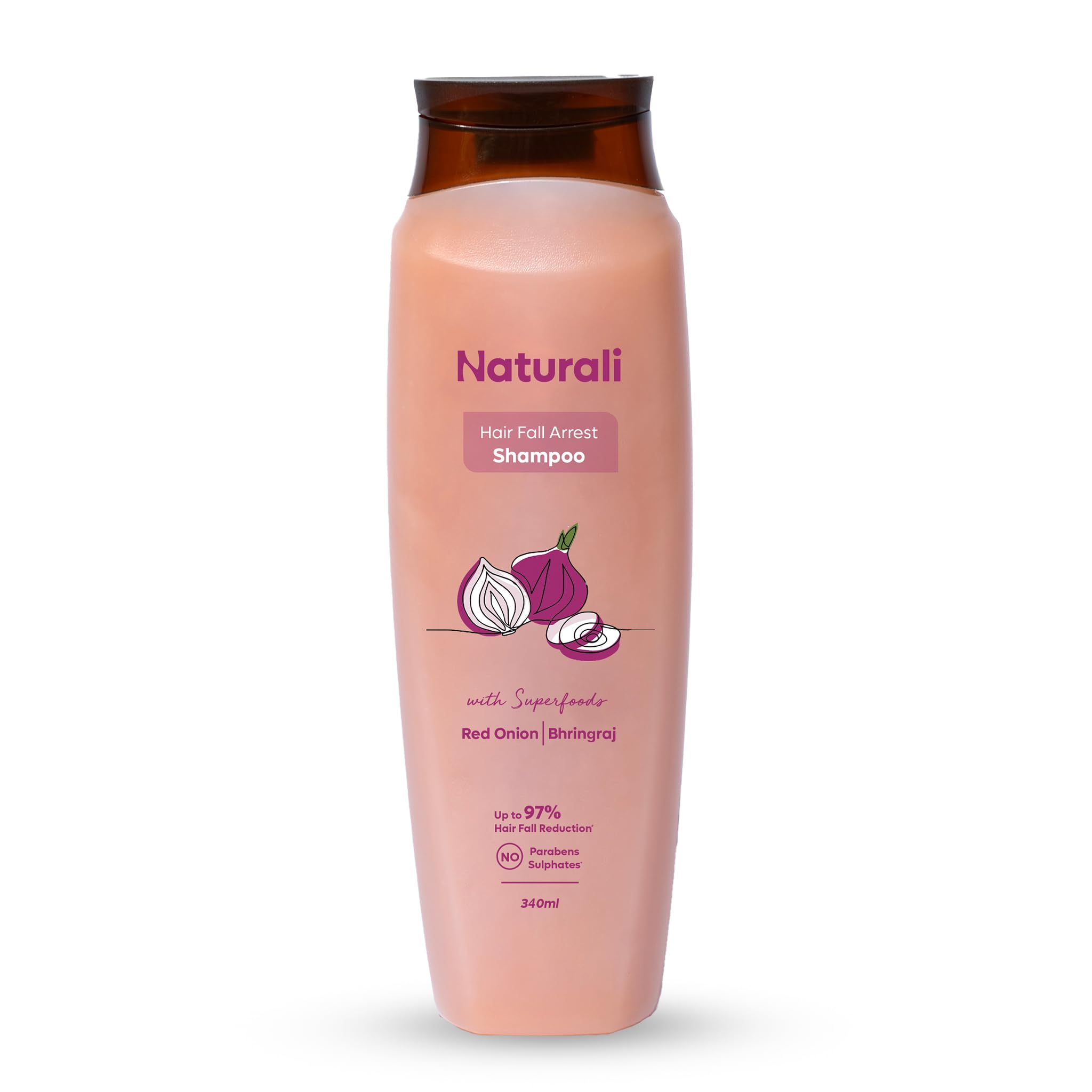 Naturali Hairfall Arrest Shampoo | Red Onion & Bhringraj | 3X Less Breakage | Reduces Hair Fall, Boosts Scalp Health & Hair Grow