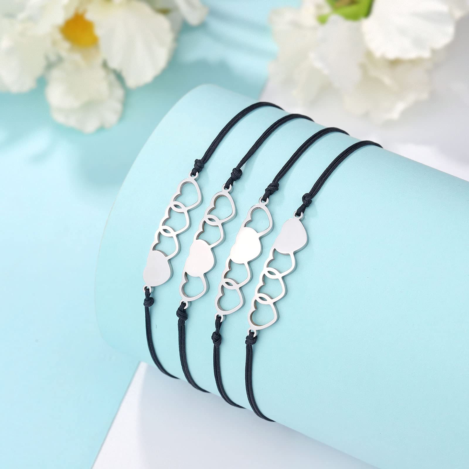 UNGENT THEM 4 Sisters Gifts from Sister Jewelry Birthday Christmas Matching Heart Best Friend Friendship Distance Bracelets