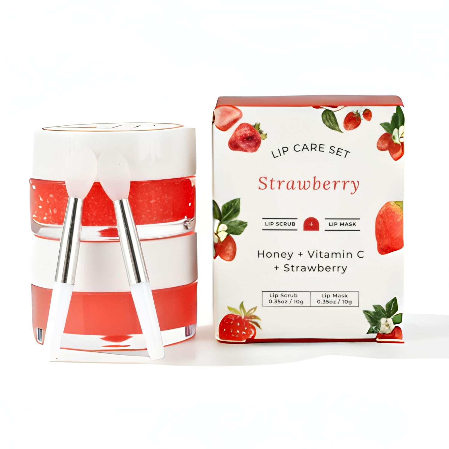 Benatu Lip Sleeping Mask & Sugar Exfoliator Scrub Set, Hydrating Overnight Plumper & Moisturizer Care Gift for Women with Silico