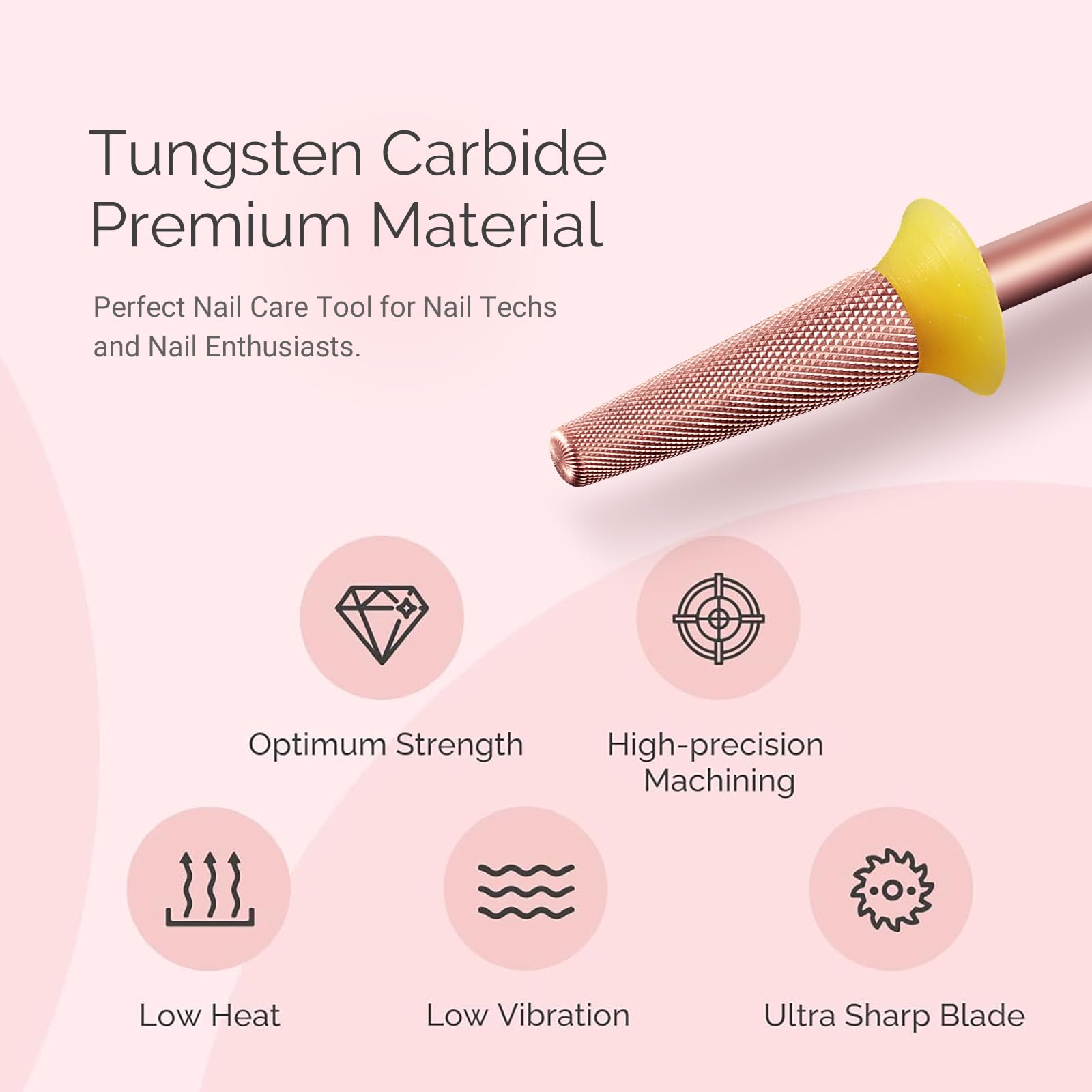 Melodysusie Tapered Barrel Nail Buffer Bit, Professional Safety Carbide Nail Bit For Nature Nail Bed File Cuticle Dead Skin Clea
