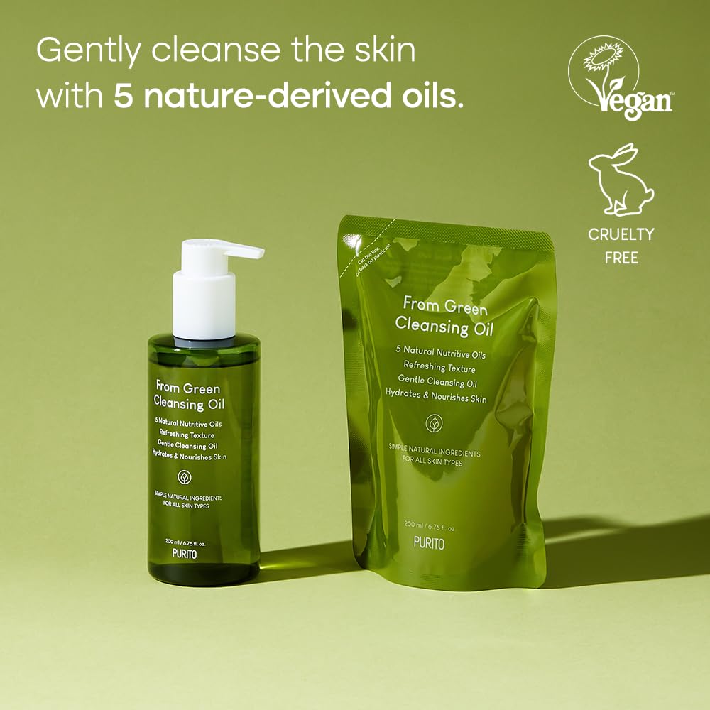 Purito From Green Cleansing Oil Set (=Original + Refill), 13.52 Fl.Oz / 400Ml, Gentle Cleansing Oil For Face, Cruelty-Free & Veg