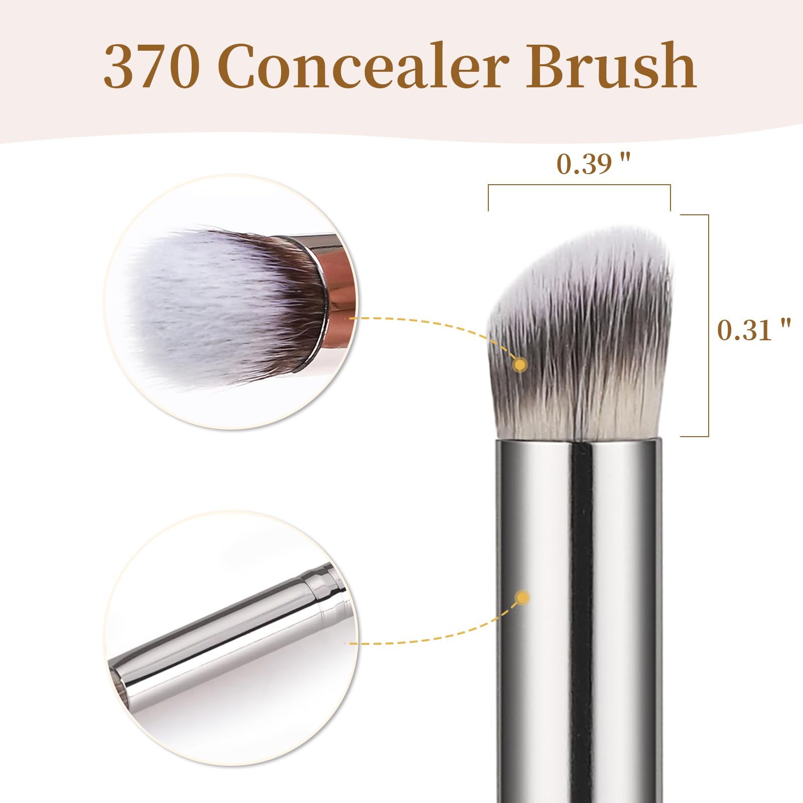 EVRCHGIEA Angled Flat Concealer Brush Set - 2pcs Dense Under Eye & Nose Contour Brushes for Liquid Foundation, Cream, & Powder Blending