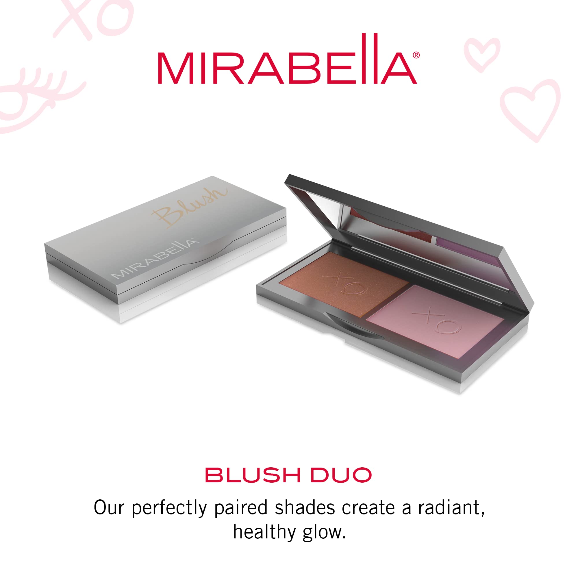 Mirabella Beauty Blush Duo, Beloved/Darling (Warm Red Brown/Matte Pink Mauve) - Mineral Pressed Powder For Cheeks - Professional