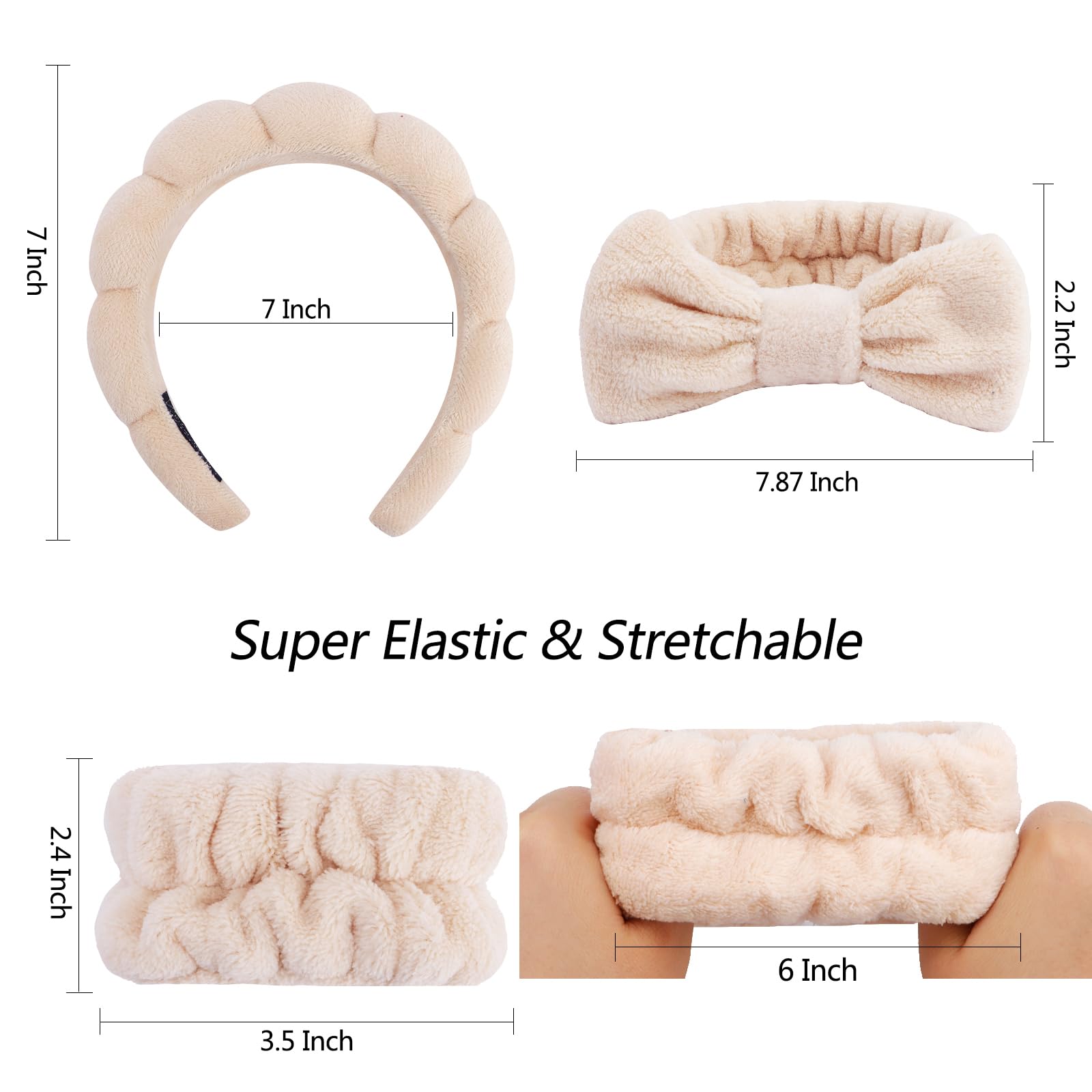 VELSCRUN 6 Pack Makeup and Skincare Headbands, Brown Microfiber Hair Accessories for Women