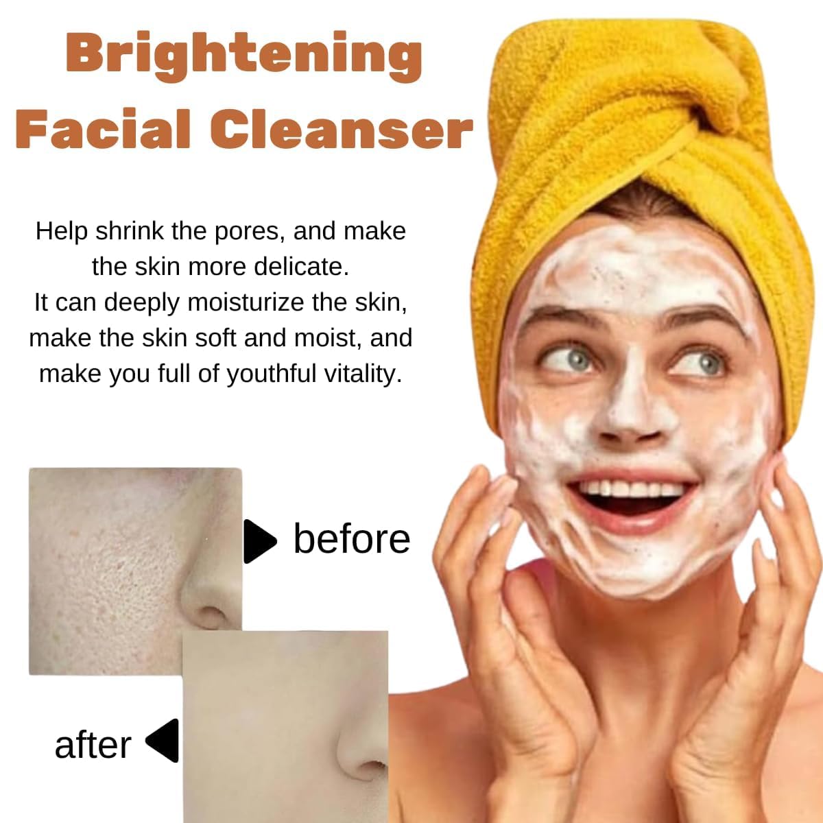 Beibreeze Turmeric Facial Cleanser, Turmeric Face Wash, Foaming Facial Cleanser, Deep Cleansing Of Facial Skin, Turmeric Foaming